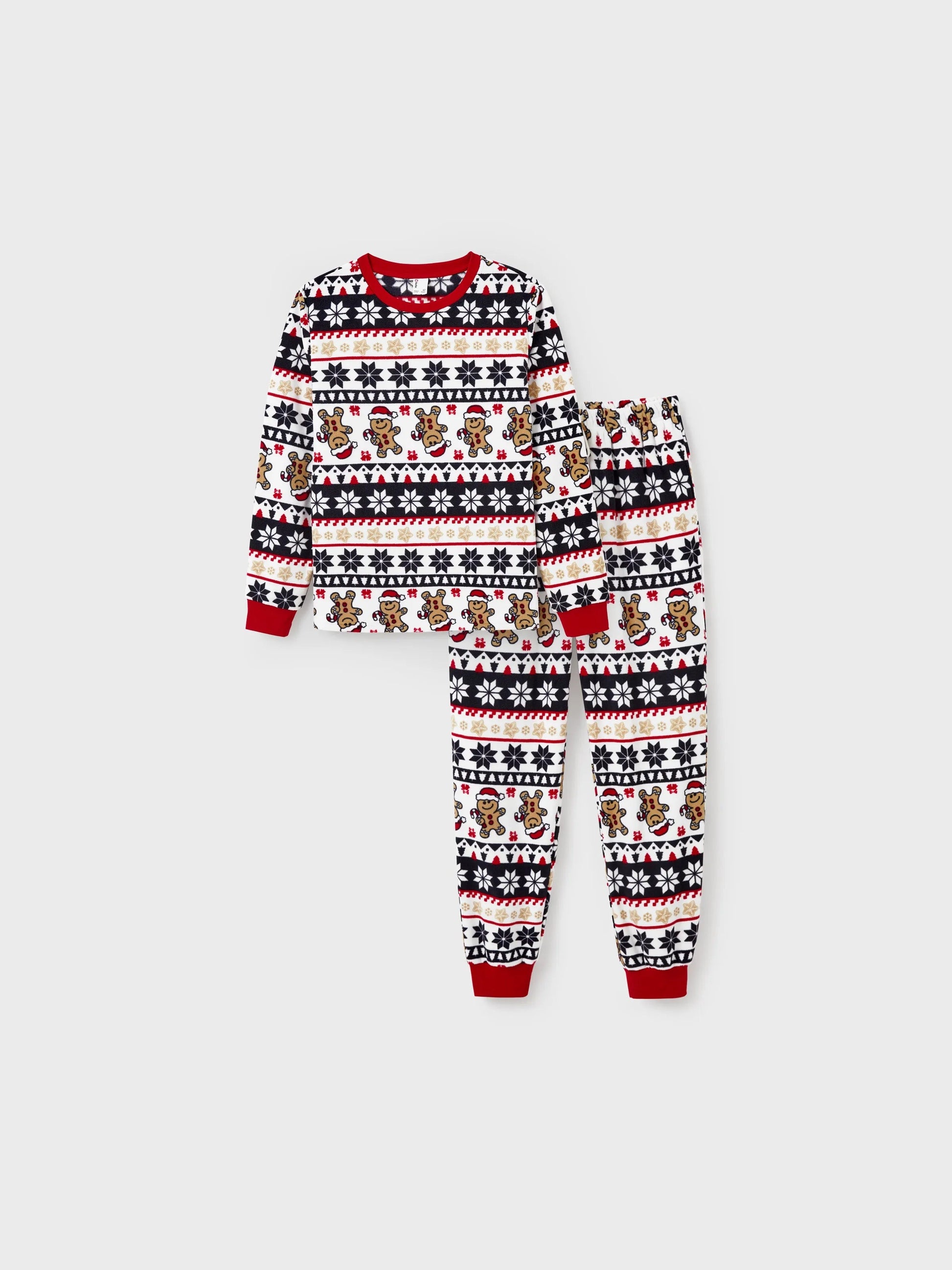 Matching Family Christmas Pajamas, Gingerbread Man Print Holiday PJs, Festive Red and Black Snowflake Sleepwear for Kids and Adults