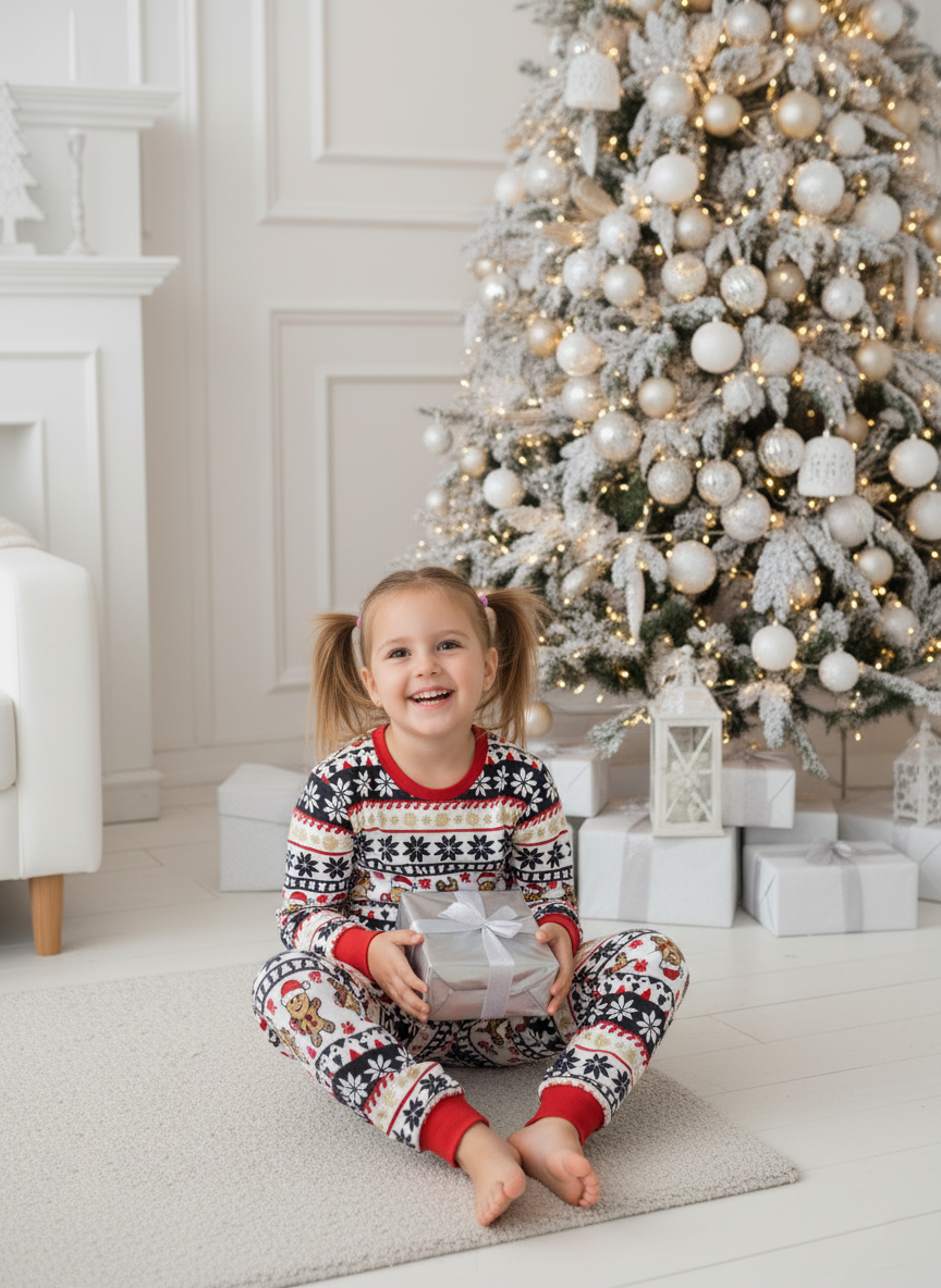 Matching Family Christmas Pajamas, Gingerbread Man Print Holiday PJs, Festive Red and Black Snowflake Sleepwear for Kids and Adults