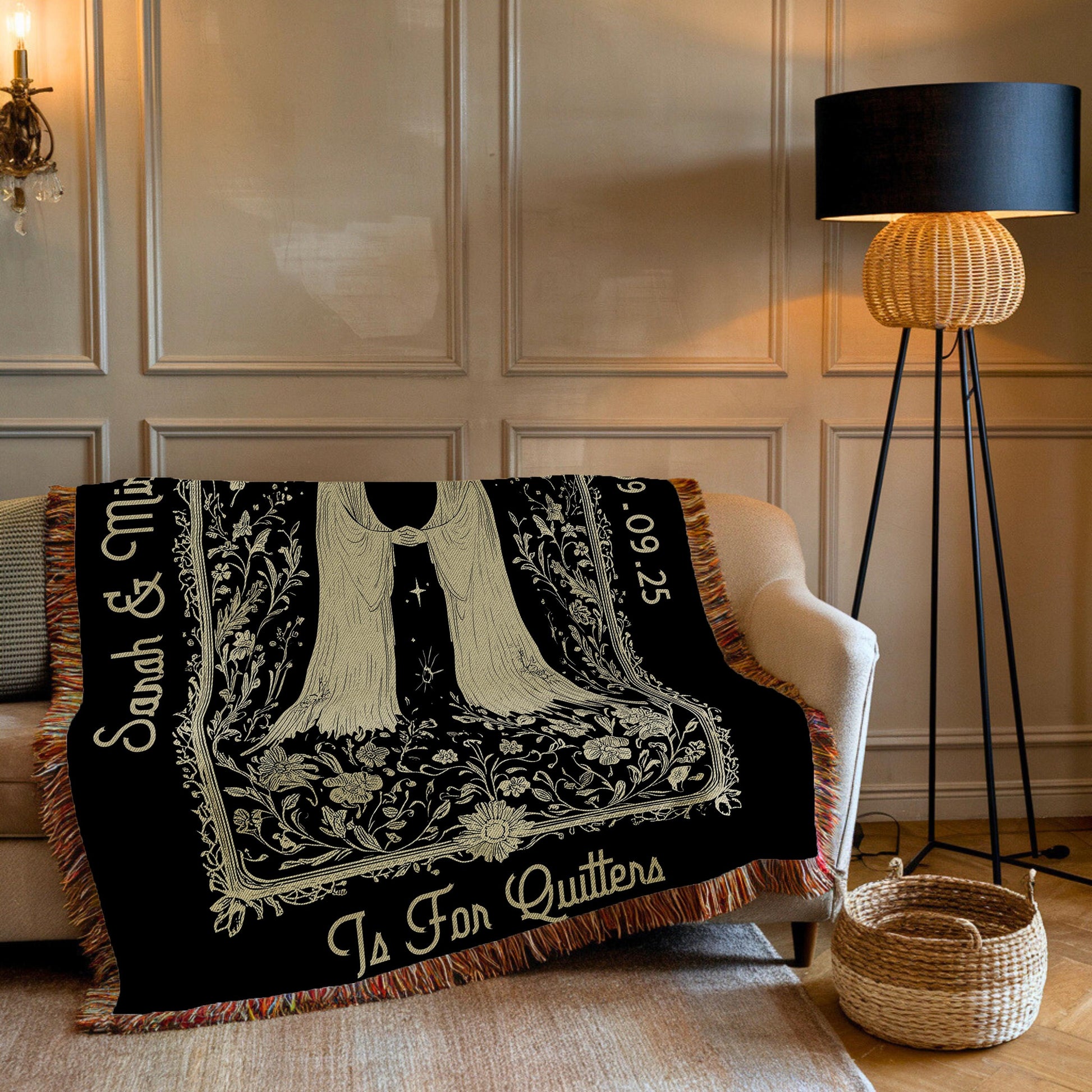 Halloween Custom Gifts, Til Death Woven Blanket, Custom Ghosts Woven Throw Blanket, Anniversary Gift, Halloween Wedding, Spooky Couple Gifts