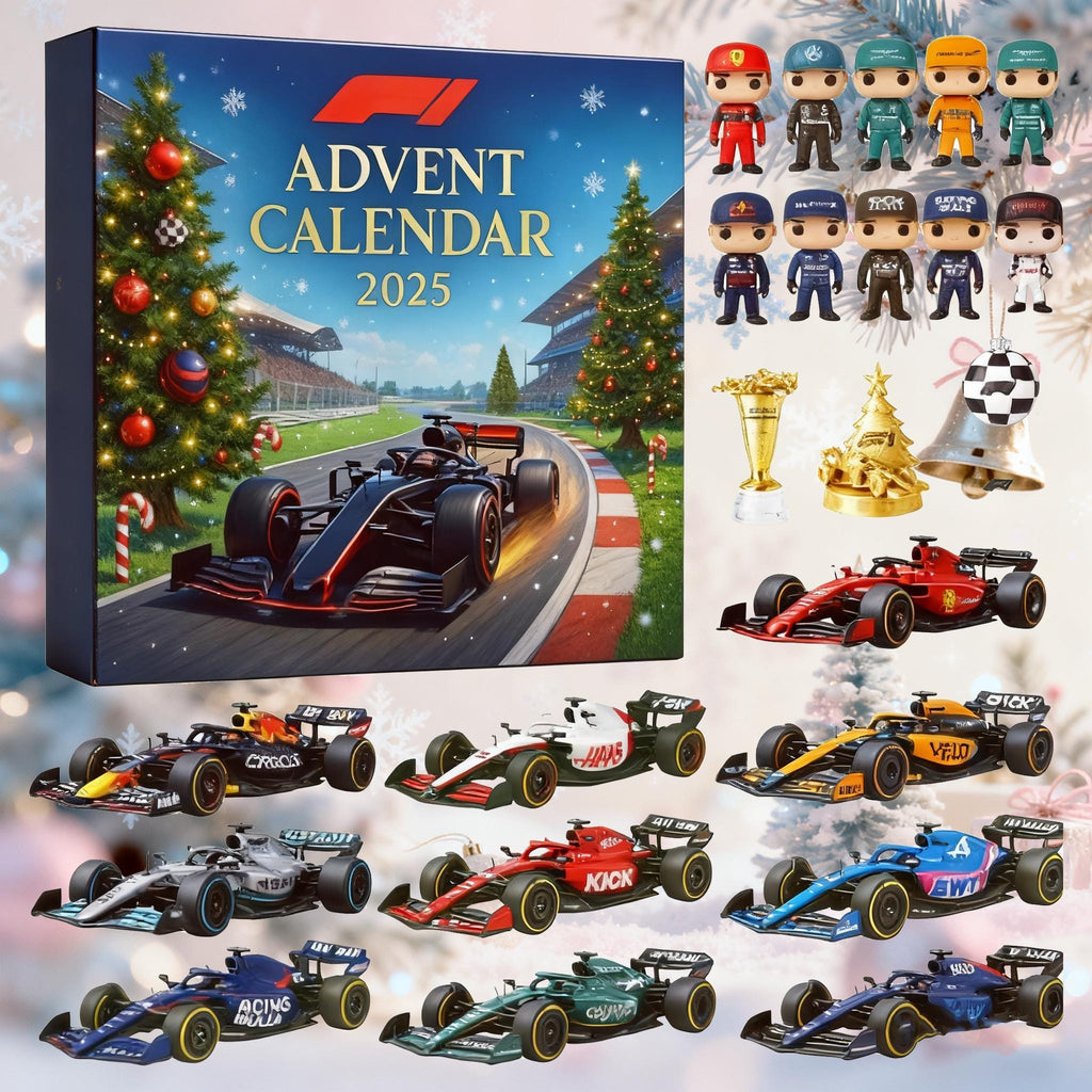 Racing Car Advent Calendar 2025, 24 Day Mini Diecast Style Vehicles, Motorsport Fan Holiday Gift Collectible Box