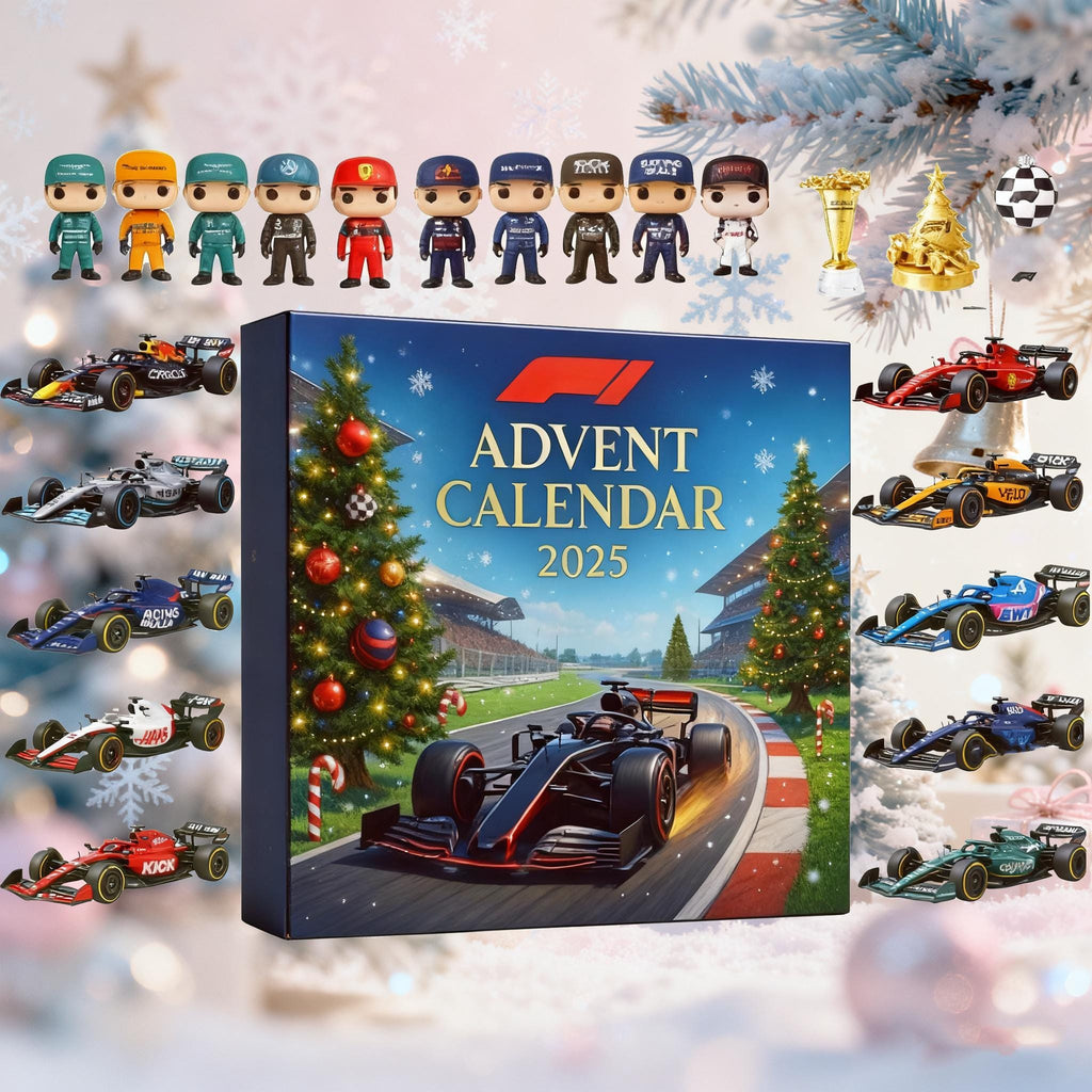 Racing Car Advent Calendar 2025, 24 Day Mini Diecast Style Vehicles, Motorsport Fan Holiday Gift Collectible Box