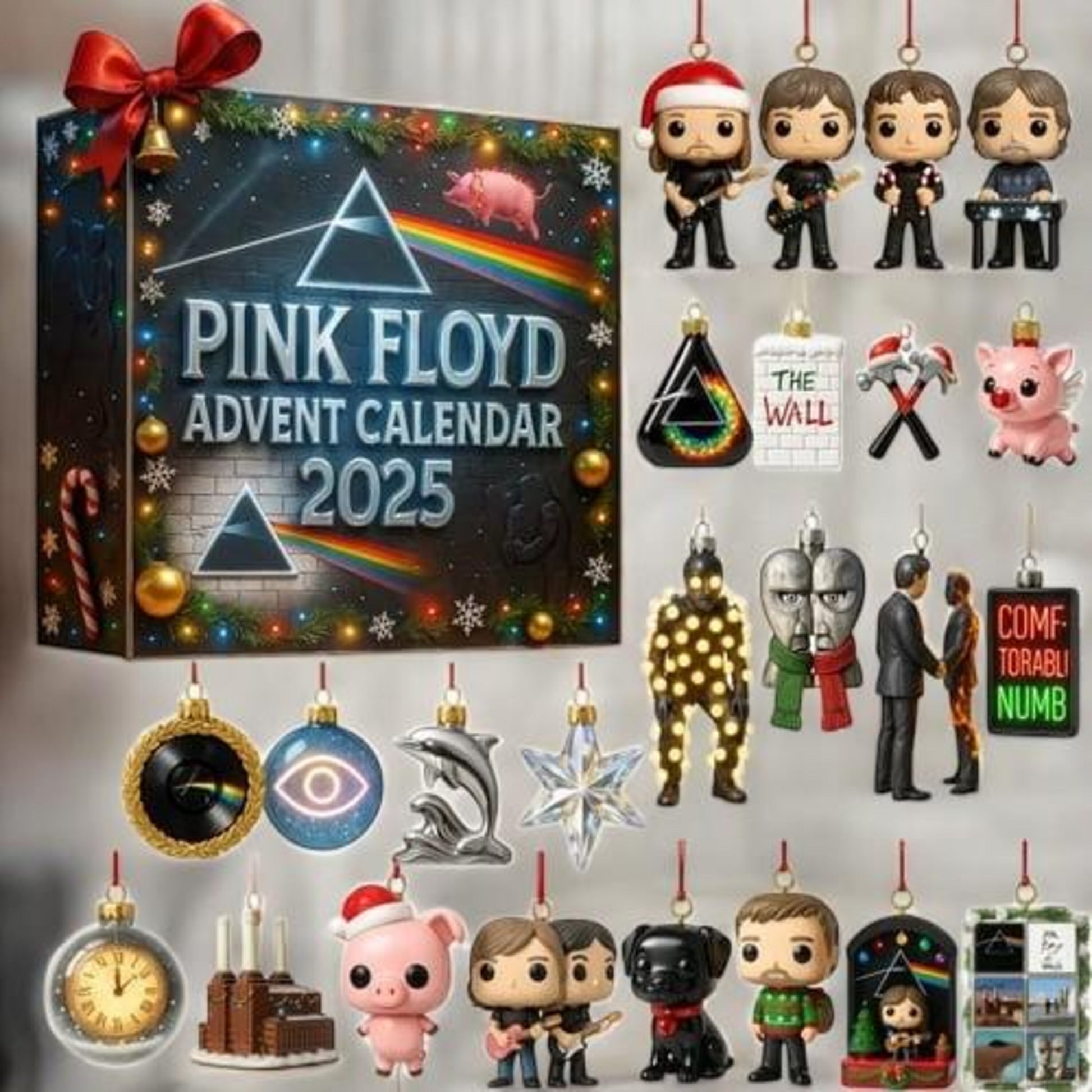 Pink Floyd Advent Calendar 2025, Music Mini Figures & Ornaments, 24 Day Christmas Countdown Gift for Fans