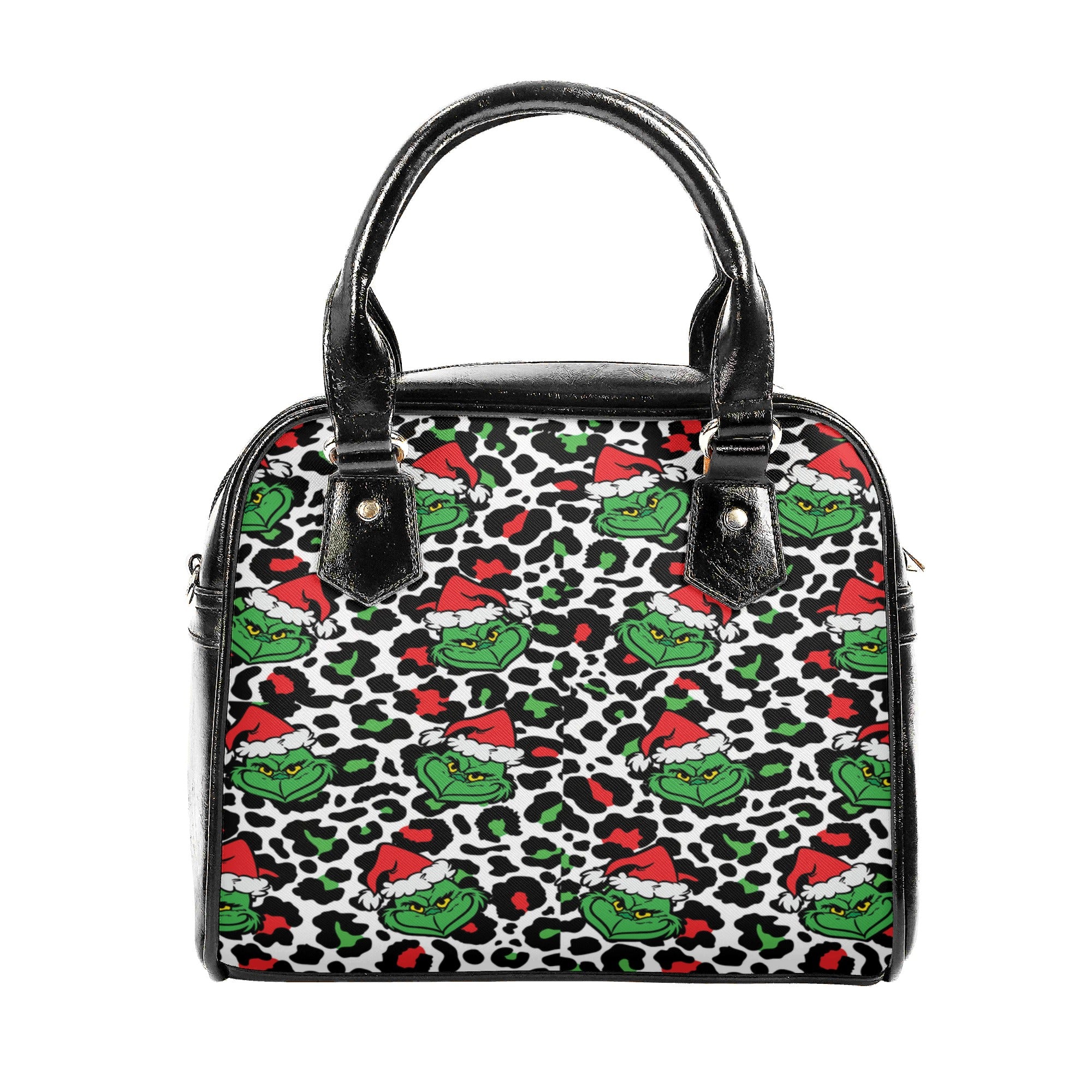 Leopard Print Christmas Handbag, Festive Holiday Purse, Winter Pattern Tote Bag, Trendy Xmas Shoulder Bag