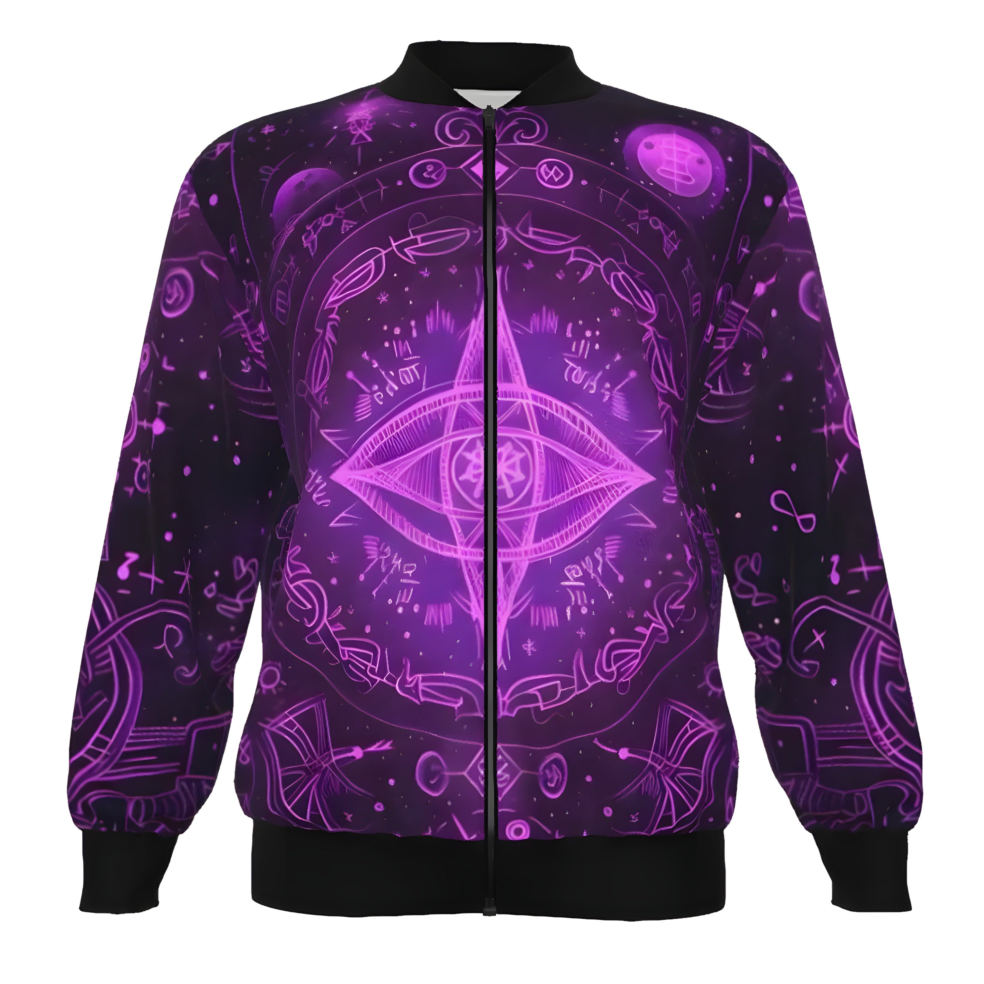 Mystical Fantasy Bomber Jacket, Cosmic Eye Graphic Design, Spiritual Streetwear, Sports Jacket, Psychedelic Fantasy Bomber