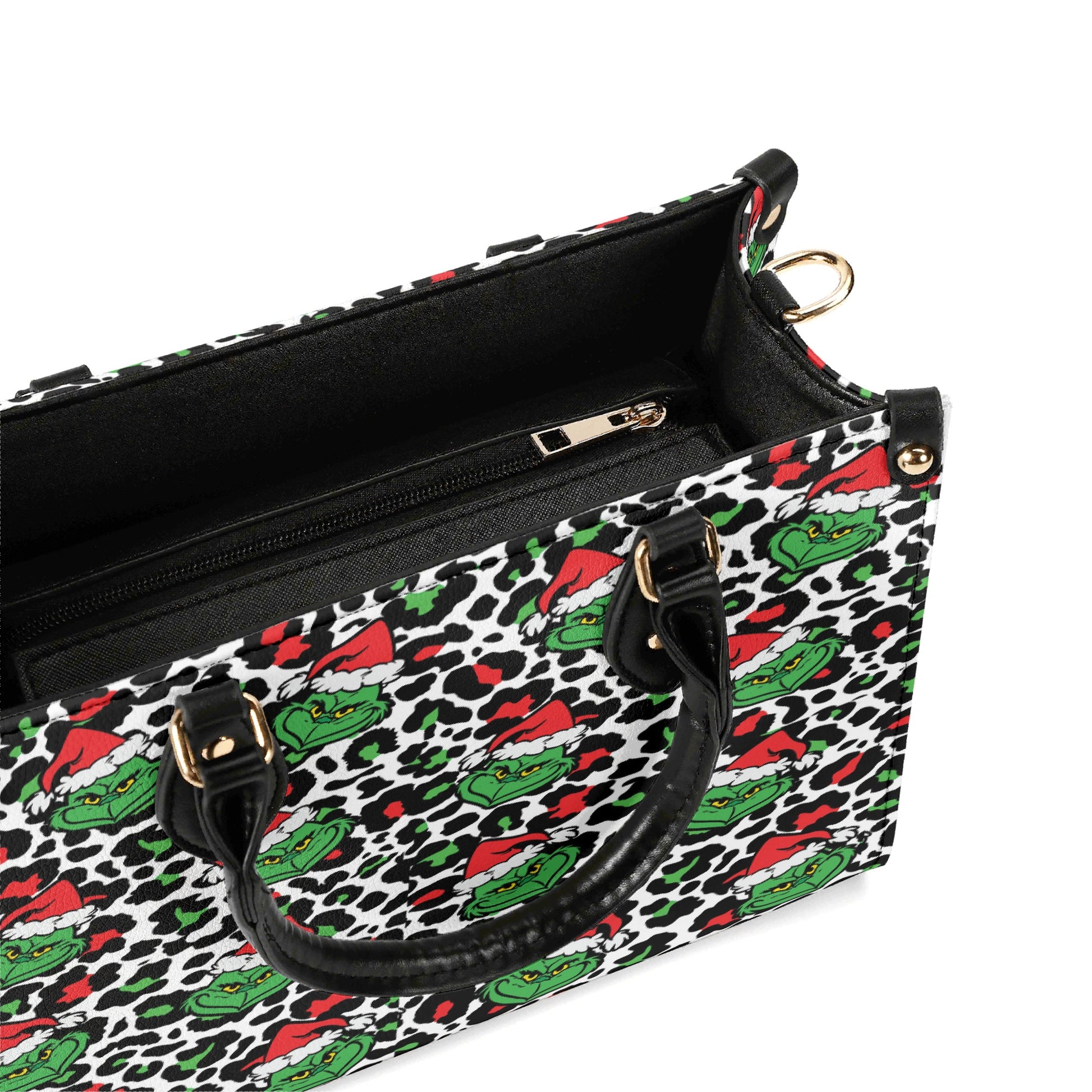 Leopard Print Christmas Handbag, Festive Holiday Purse, Winter Pattern Tote Bag, Trendy Xmas Shoulder Bag