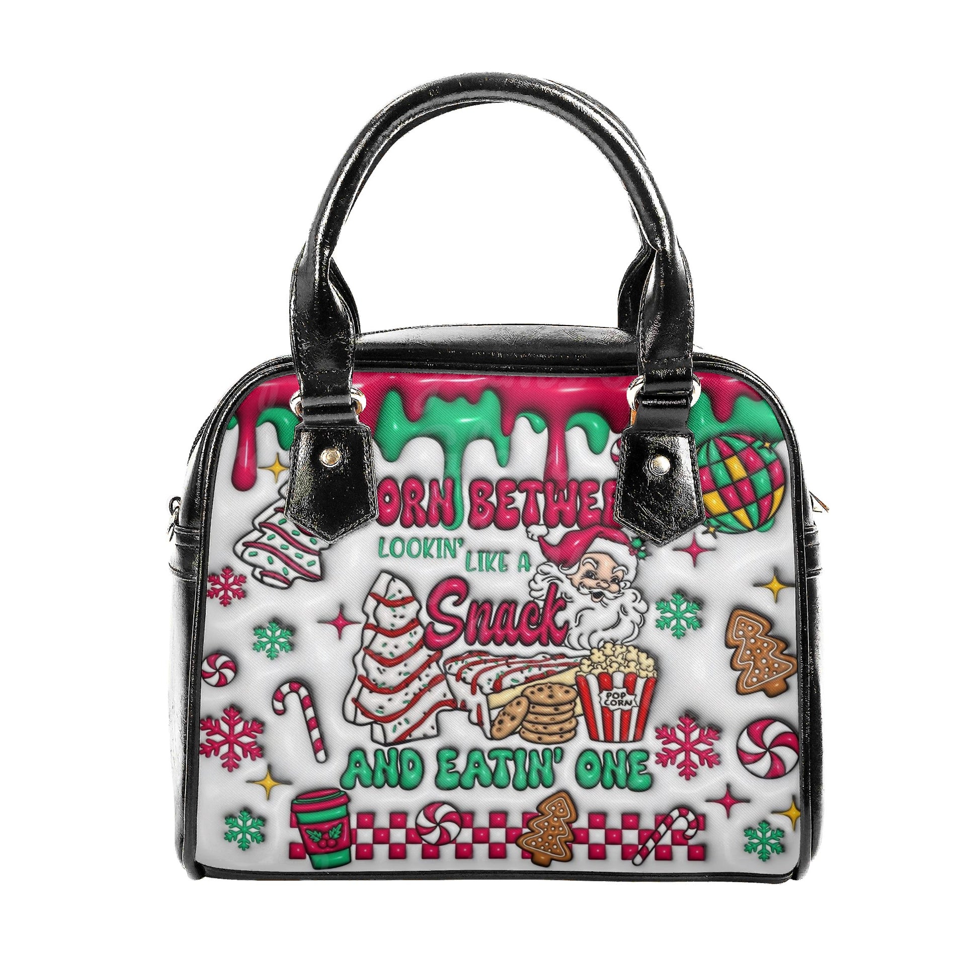 Christmas Snack Handbag, Santa Claus Treats Holiday Purse, Candy Gingerbread Peppermint Bag, Festive Tote Gift