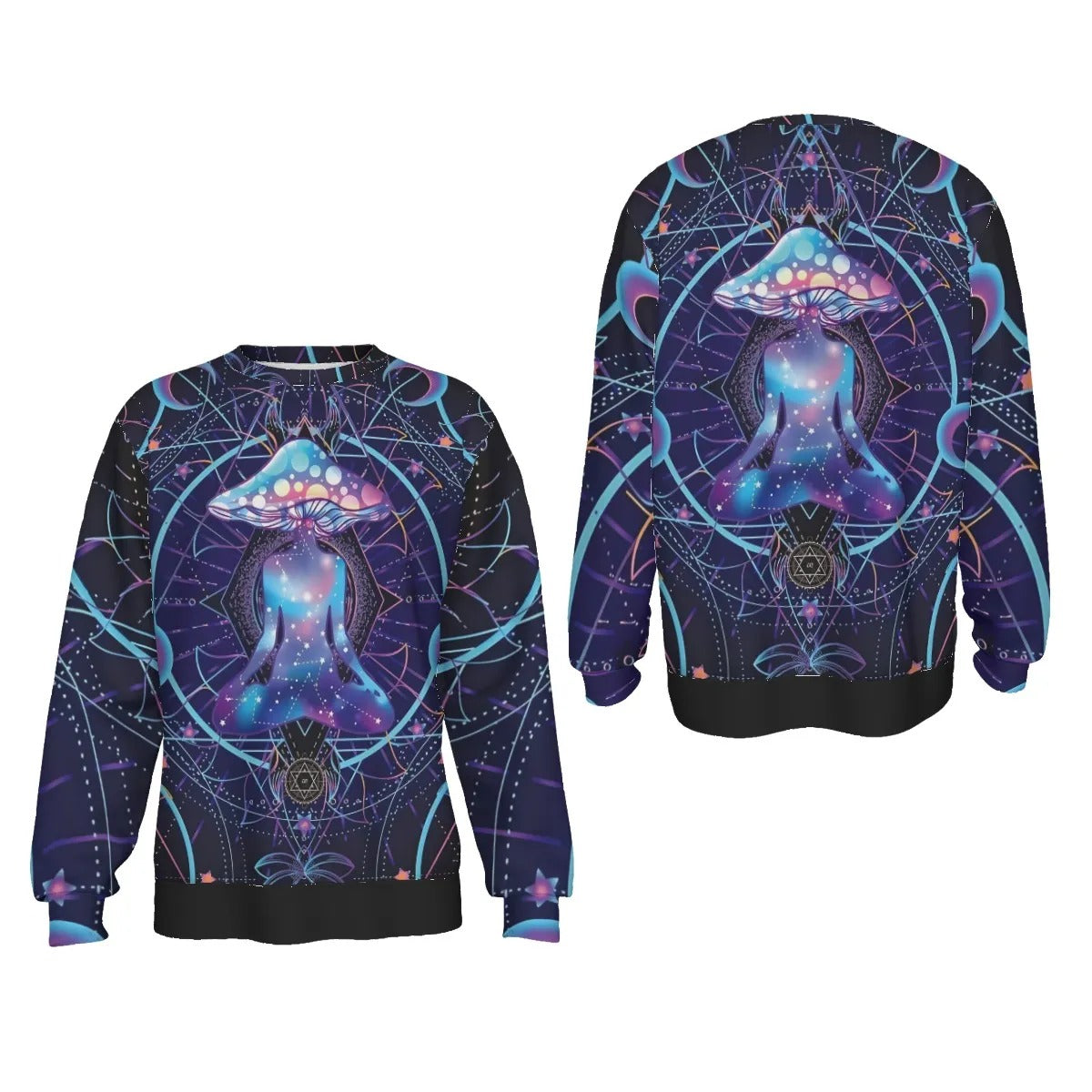 Mystic Mushroom Awakening Sweater, Psychedelic Spiritual Pullover, Cosmic Mushroom Knitwear, Visionary Art Festival Sweater, Boho Mystic Style