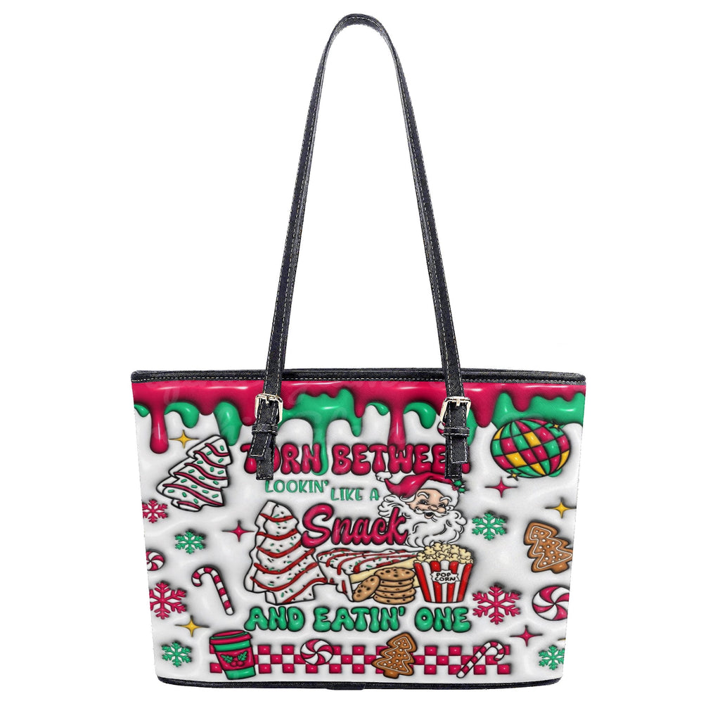 Christmas Snack Handbag, Santa Claus Treats Holiday Purse, Candy Gingerbread Peppermint Bag, Festive Tote Gift