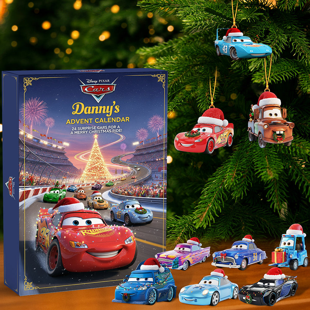 Cute Christmas Cars Advent Calendar 2025, Holiday Vehicle Countdown Box, Kids Surprise Gift, 24 Mini Car Toys, Winter Festive Fun