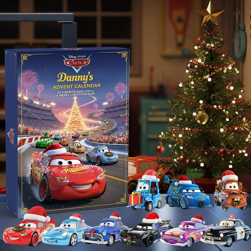 Cute Christmas Cars Advent Calendar 2025, Holiday Vehicle Countdown Box, Kids Surprise Gift, 24 Mini Car Toys, Winter Festive Fun