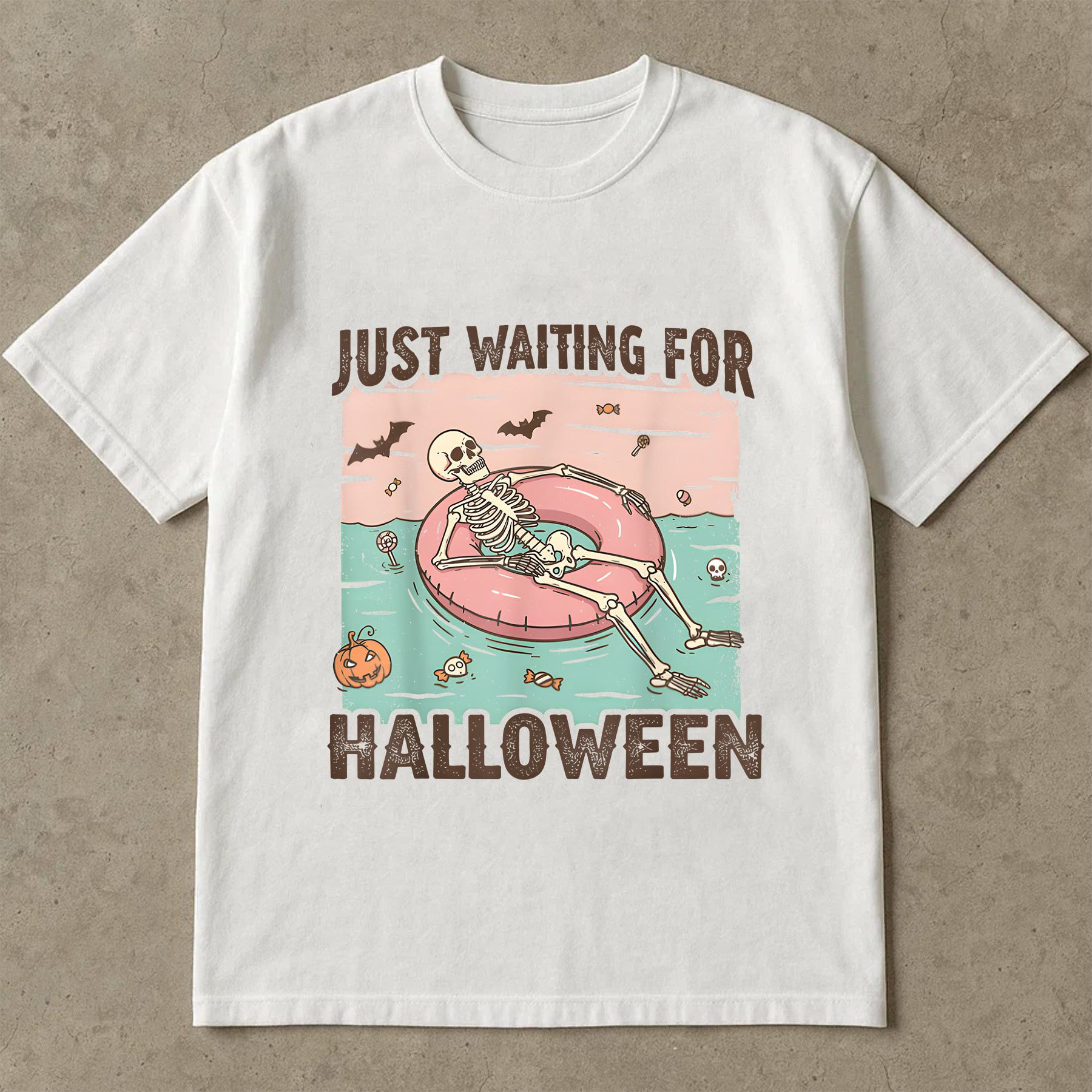 Spooky Summer Skeleton Shirt, Just Waiting For Halloween T-Shirt