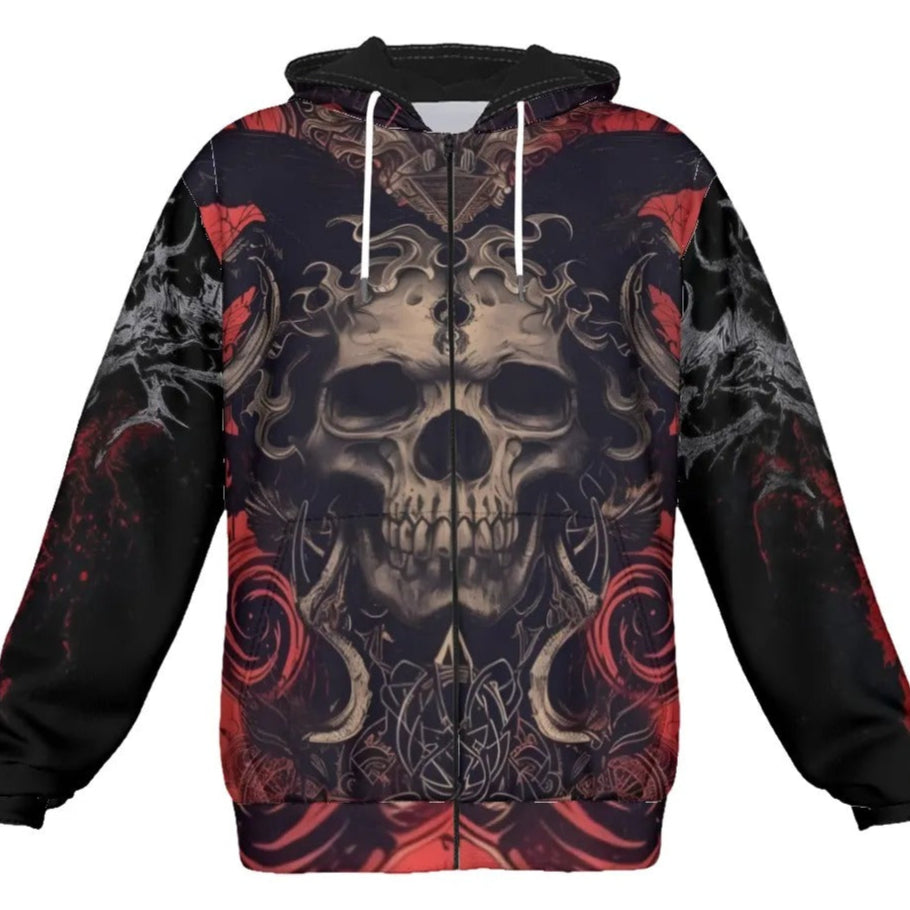 Halloween Costume Ideas, Infernal Mandala Skull Zip Hoodie, Gothic Mandala Sweatshirt, Halloween Horror Nights Top