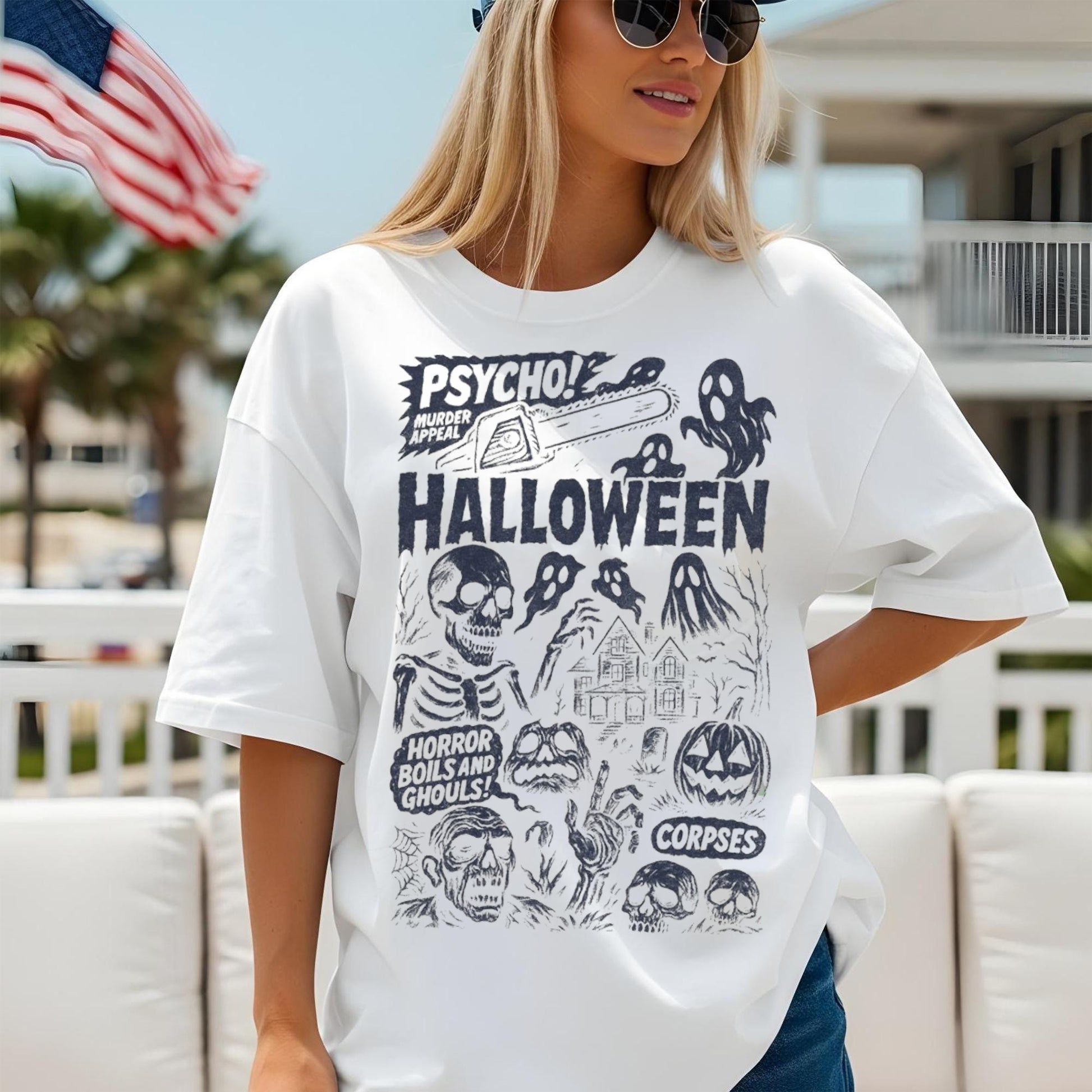 Vintage Halloween Horror Graphic T-Shirt, Halloween Costumes Ideas Tee Shirts, Vintage Shirts, Halloween Gift