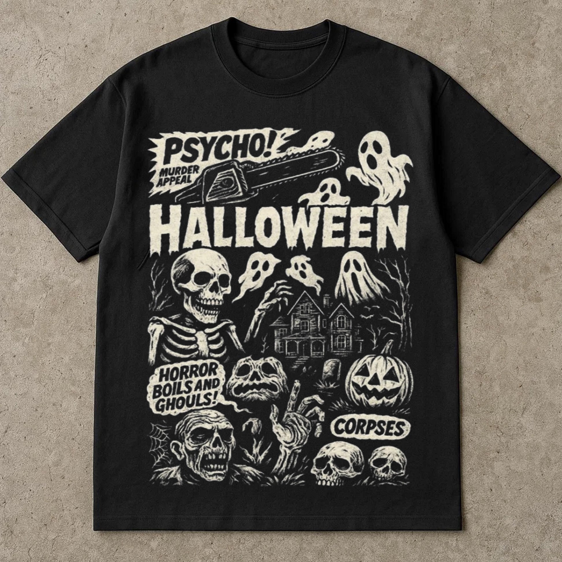 Vintage Halloween Horror Graphic T-Shirt, Halloween Costumes Ideas Tee Shirts, Vintage Shirts, Halloween Gift