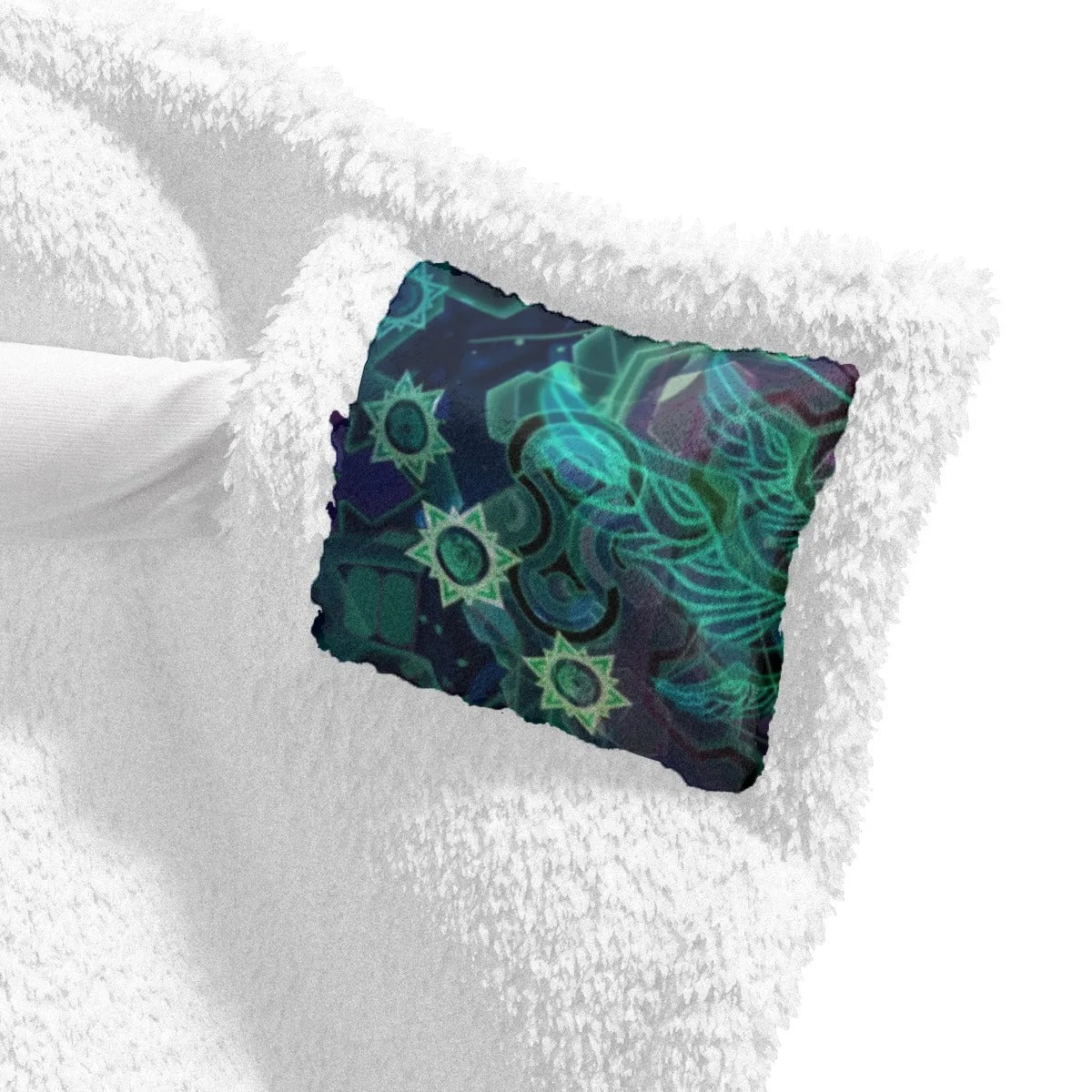 Yantric Geometry Hooded Wearable Blanket, Sacred Symmetry Sherpa Robe with Energy Pattern for Meditation & Healing, Graduation Gift, Gift for Him and Her