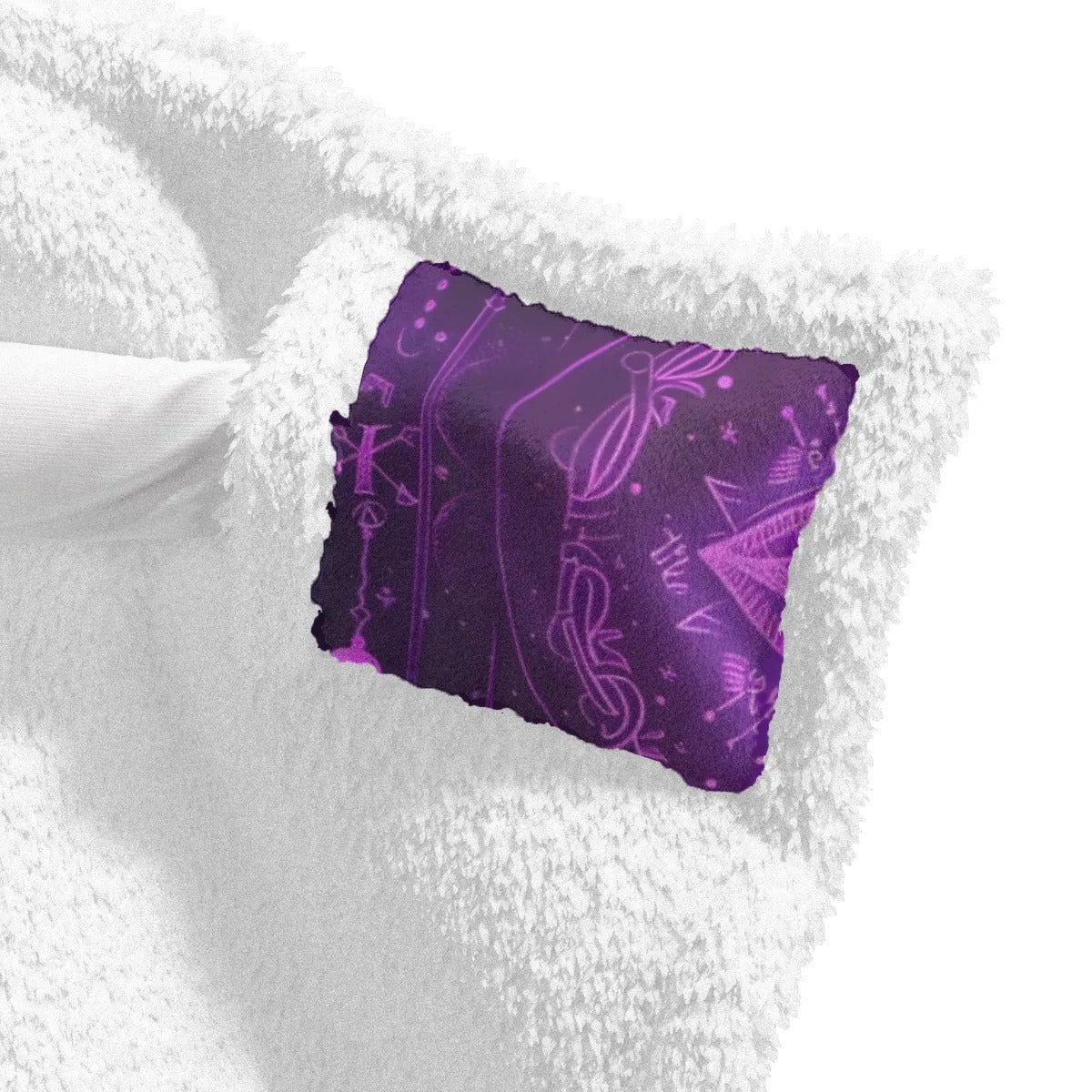 Mystical Fantasy Wearable Hooded Blanket, Purple Sorcery Design with Magic Symbols, Cozy Sherpa Cloak for Dreamers, Graduation Gift, Gift for Him and Her