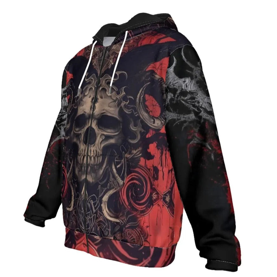 Halloween Costume Ideas, Infernal Mandala Skull Zip Hoodie, Gothic Mandala Sweatshirt, Halloween Horror Nights Top
