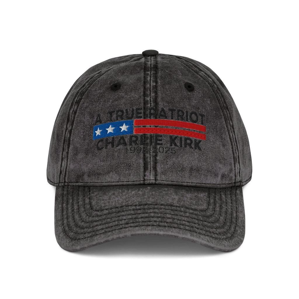 Embroidered A True Patriot Charlie Kirk Washed Cap, Charlie Kirk Washed Cap, Freedom Cap, Politics, Rest in Peace, Embroidered Hat, Patriotic Hat, Trucker Hat