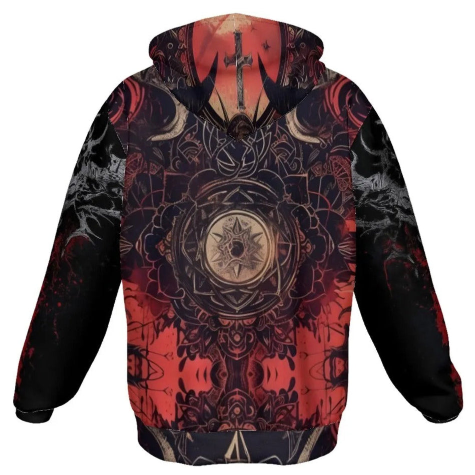 Halloween Costume Ideas, Infernal Mandala Skull Zip Hoodie, Gothic Mandala Sweatshirt, Halloween Horror Nights Top