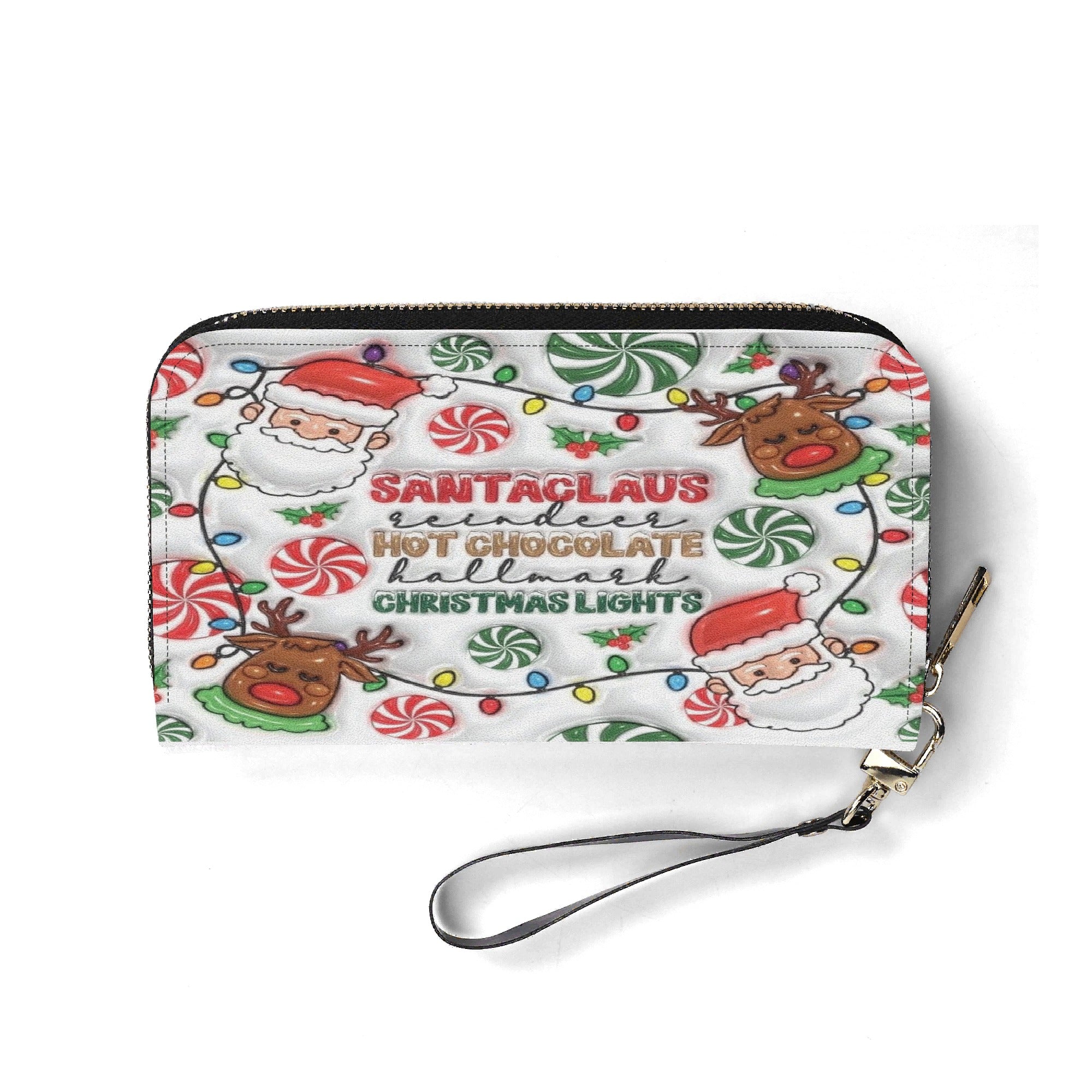 Santa Claus Reindeer Christmas Handbag, Festive Holiday Tote Bag, Cute Candy Cane Print Purse, Christmas Gift for Women