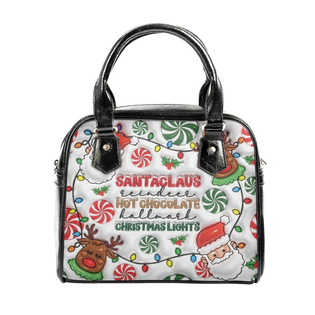 Santa Claus Reindeer Christmas Handbag, Festive Holiday Tote Bag, Cute Candy Cane Print Purse, Christmas Gift for Women