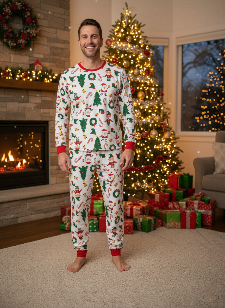 Matching Family Christmas Pajamas, Santa Claus Print Holiday PJs, Festive Xmas Sleepwear for Kids and Adults