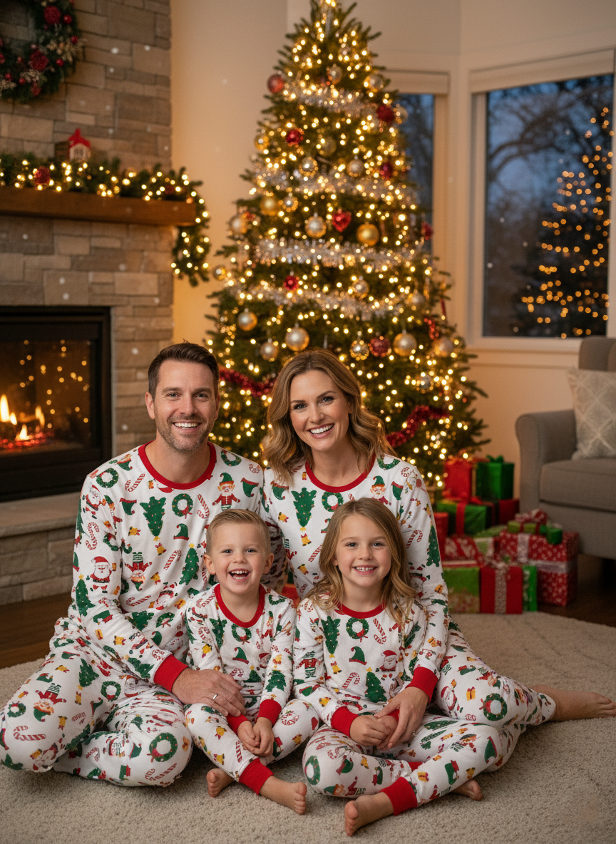 Matching Family Christmas Pajamas, Santa Claus Print Holiday PJs, Festive Xmas Sleepwear for Kids and Adults