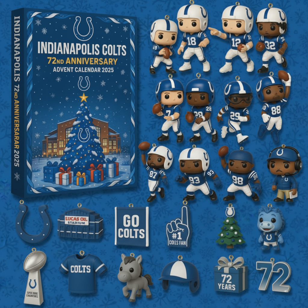 Indianapolis Colts Advent Calendar 2025, 72nd Anniversary NFL Countdown, 24 Days Mini Figures Gift