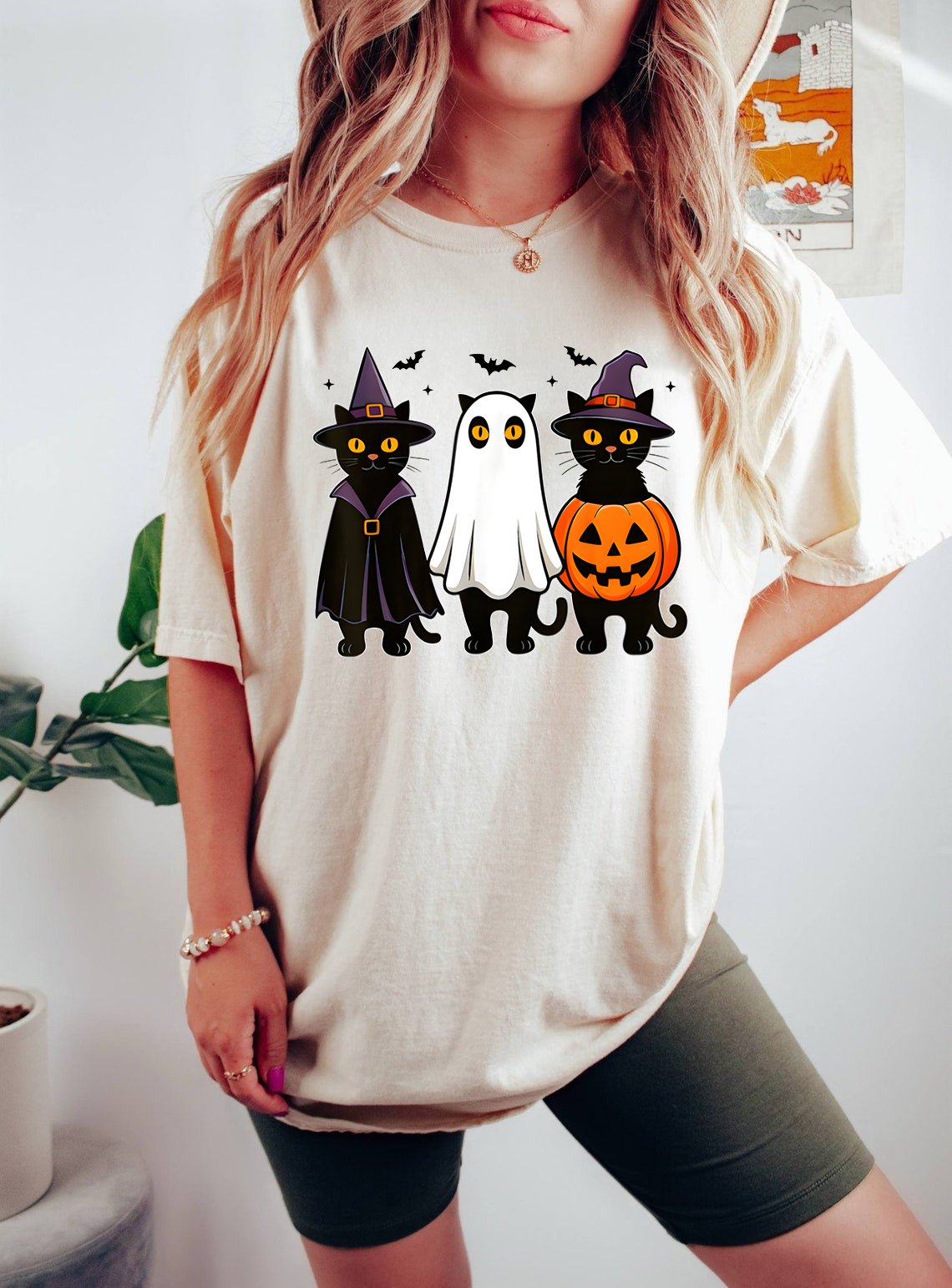 Black Cat Ghost Witch Halloween Shirt, Funny Halloween Costume Tee, Spooky Season Shirt, Halloween T-Shirt for Men Women Kids, Cute Fall Tee