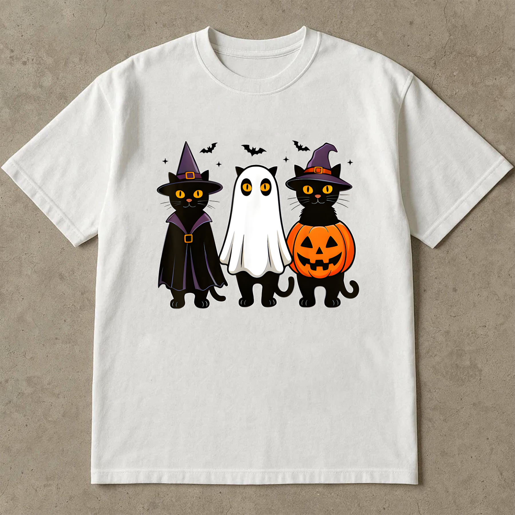Black Cat Ghost Witch Halloween Shirt, Funny Halloween Costume Tee, Spooky Season Shirt, Halloween T-Shirt for Men Women Kids, Cute Fall Tee
