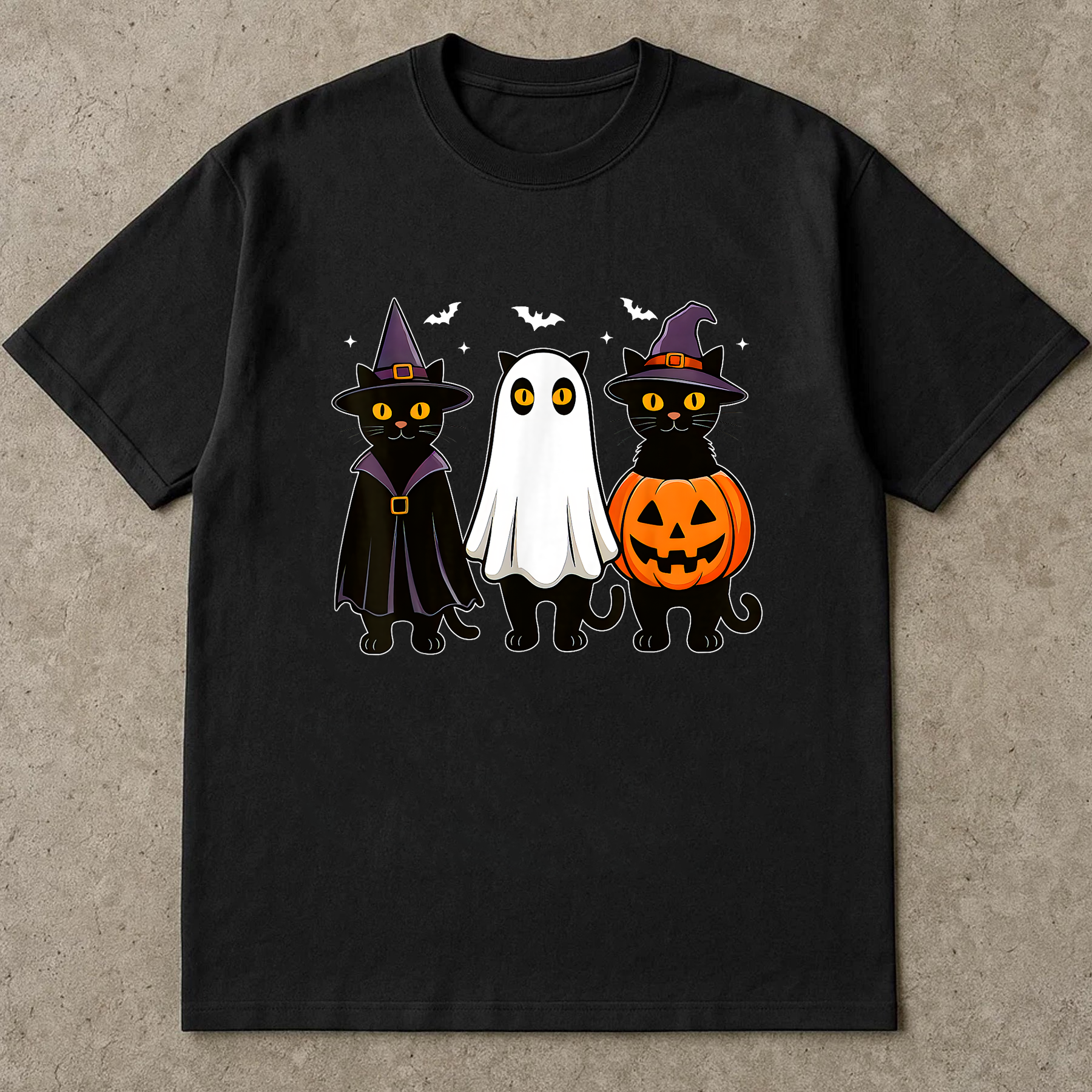 Black Cat Ghost Witch Halloween Shirt, Funny Halloween Costume Tee, Spooky Season Shirt, Halloween T-Shirt for Men Women Kids, Cute Fall Tee