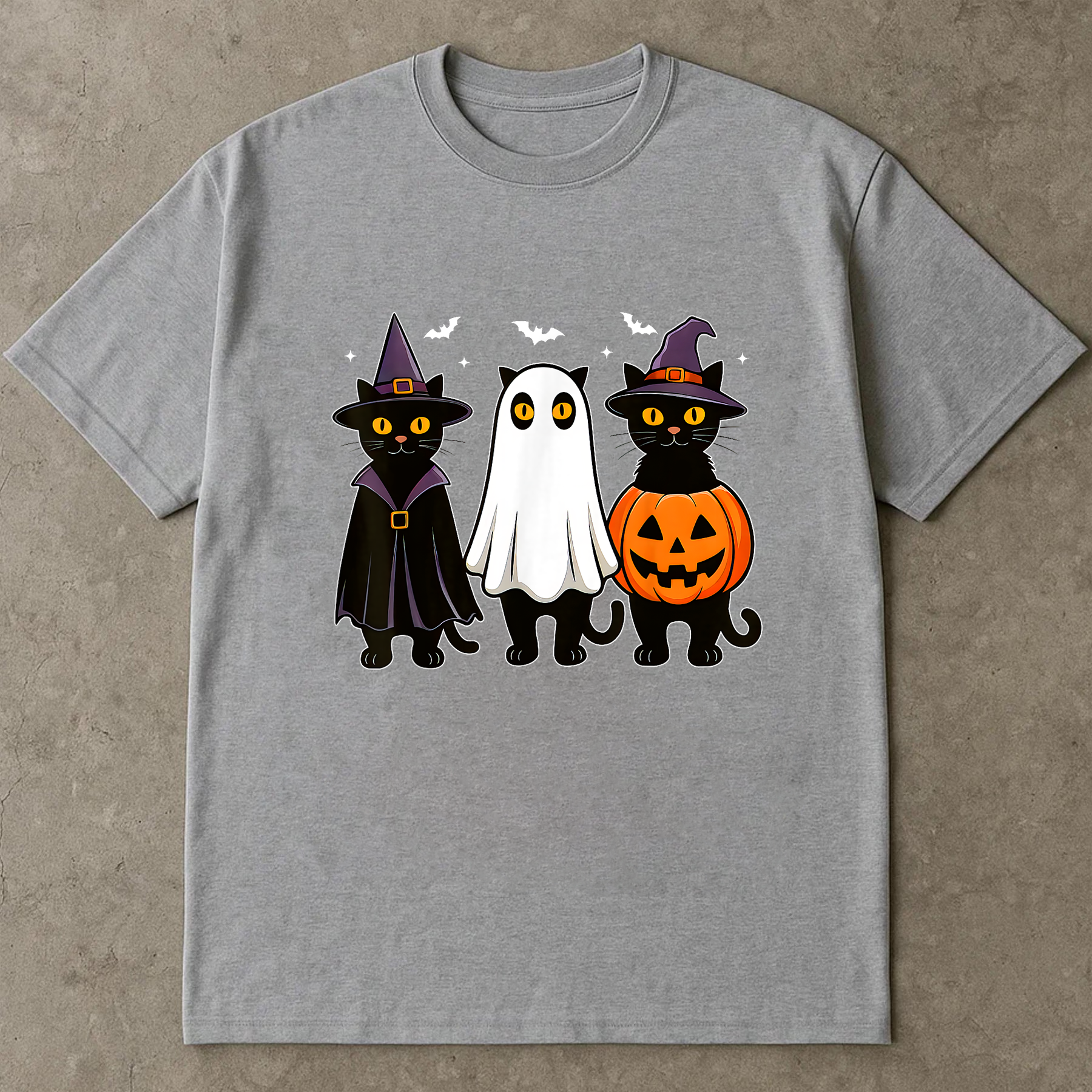 Black Cat Ghost Witch Halloween Shirt, Funny Halloween Costume Tee, Spooky Season Shirt, Halloween T-Shirt for Men Women Kids, Cute Fall Tee