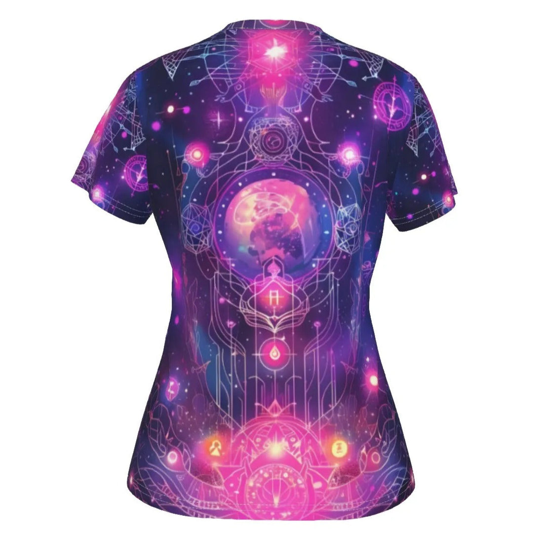 Mystical Cosmic V-Neck T-Shirt, Women’s Galaxy Symbol Shirt with Sacred Geometry Art, Women's Fit, V-neck Shirt, Shortsleeve