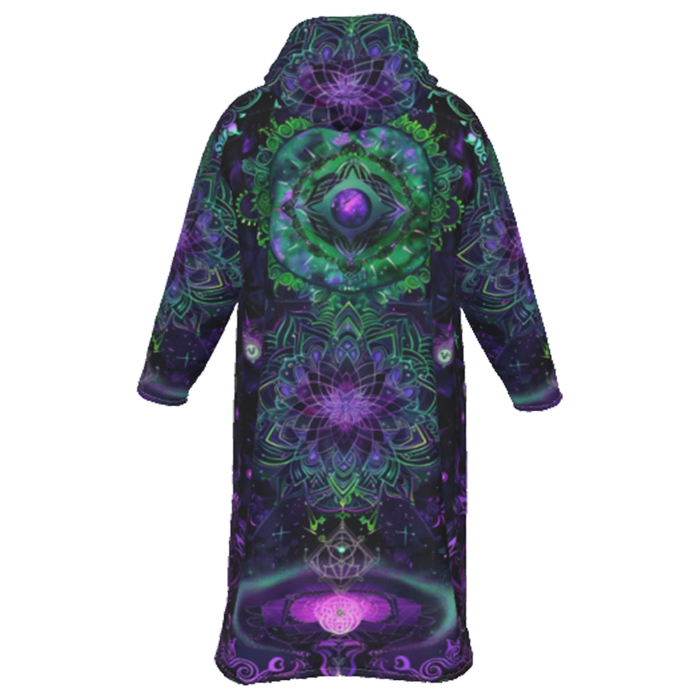 Mystic Aesthetic Zip-Up Cloak, Mystic Mandala Cloak, Cosmic Tarot Zip-Up Cloak, Sacred Geometry Cloak, Trippy Psychedelic Cloak, Spiritual Festival Wear