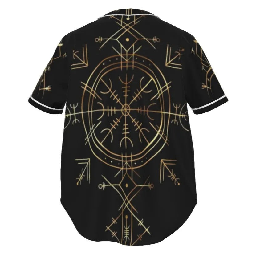 Viking Vegvisir Mysticism Baseball Shirt, Norse Rune Viking Jersey, Nordic Compass Spiritual Top, Viking Sacred Geometry Apparel, Rune Symbol Shirt
