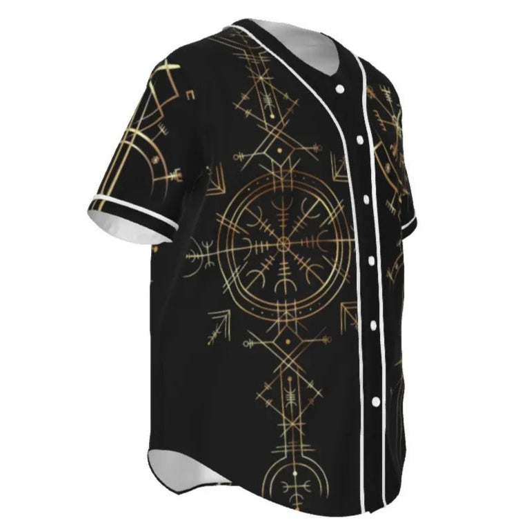 Viking Vegvisir Mysticism Baseball Shirt, Norse Rune Viking Jersey, Nordic Compass Spiritual Top, Viking Sacred Geometry Apparel, Rune Symbol Shirt