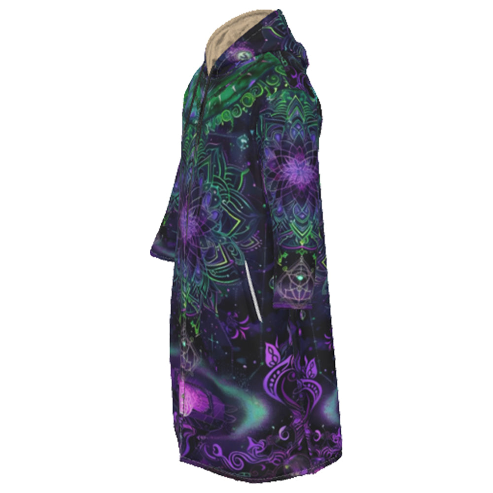 Mystic Aesthetic Zip-Up Cloak, Mystic Mandala Cloak, Cosmic Tarot Zip-Up Cloak, Sacred Geometry Cloak, Trippy Psychedelic Cloak, Spiritual Festival Wear