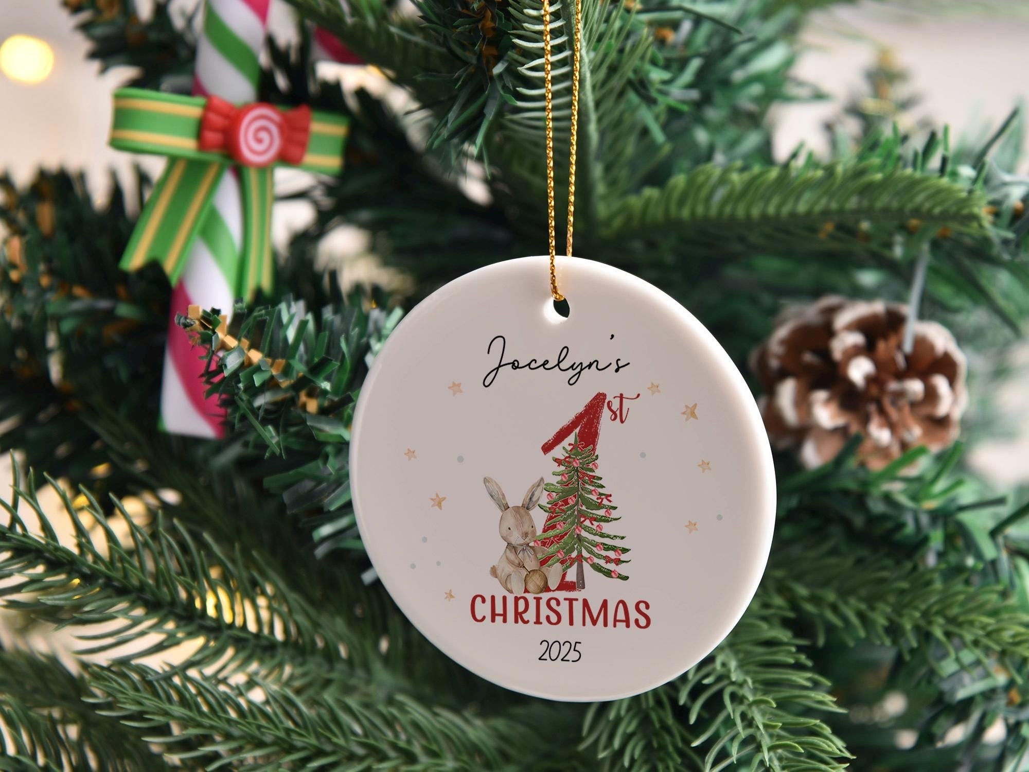 Baby's First Christmas Ornament, Baby 1st Christmas Decoration, Christmas Baubles, Custom Newborn Gifts, Xmas Gifts for Kids, Baby Keepsake