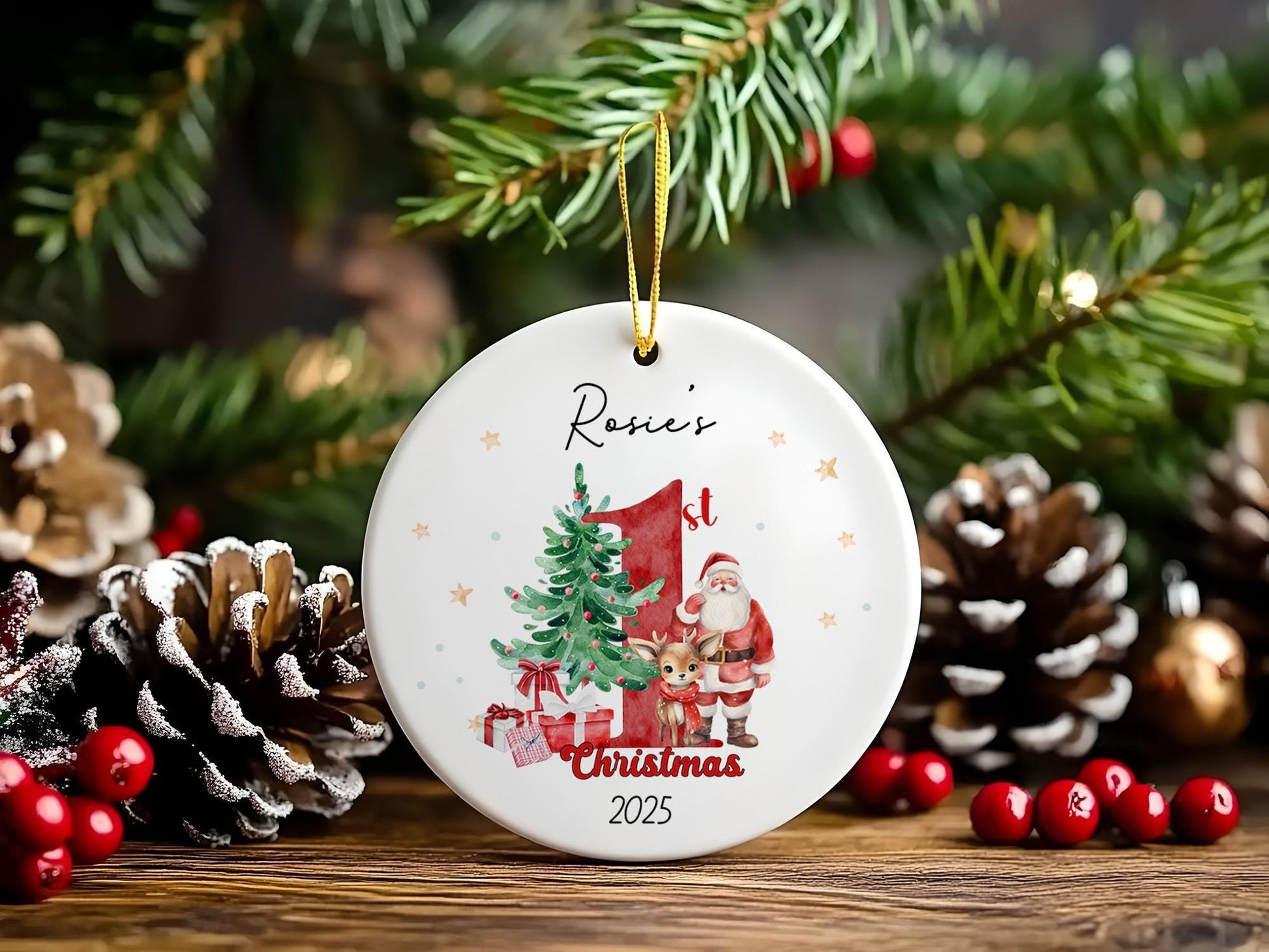 Baby's First Christmas Ornament, Baby 1st Christmas Decoration, Christmas Baubles, Custom Newborn Gifts, Xmas Gifts for Kids, Baby Keepsake