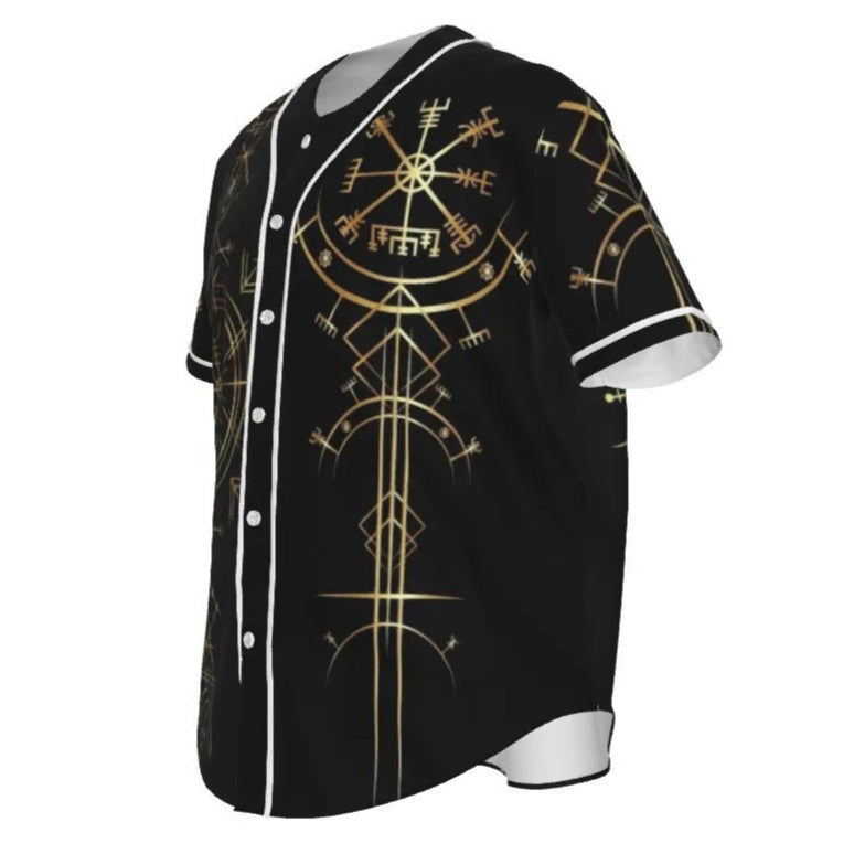 Viking Vegvisir Mysticism Baseball Shirt, Norse Rune Viking Jersey, Nordic Compass Spiritual Top, Viking Sacred Geometry Apparel, Rune Symbol Shirt
