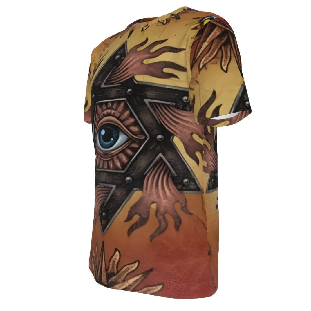 Mystic Eye Mandala T-Shirt, Sacred Geometry Graphic Tee, Spiritual Surrealism Shirt, Esoteric Visionary Art Clothing for Men & Women