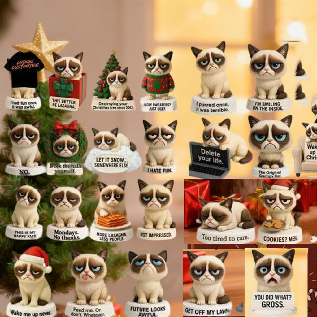 Funny Moody Cat Advent Calendar 2025, Sarcastic Kitty Figurines, 24 Days Humor Gift for Adults & Cat Lovers