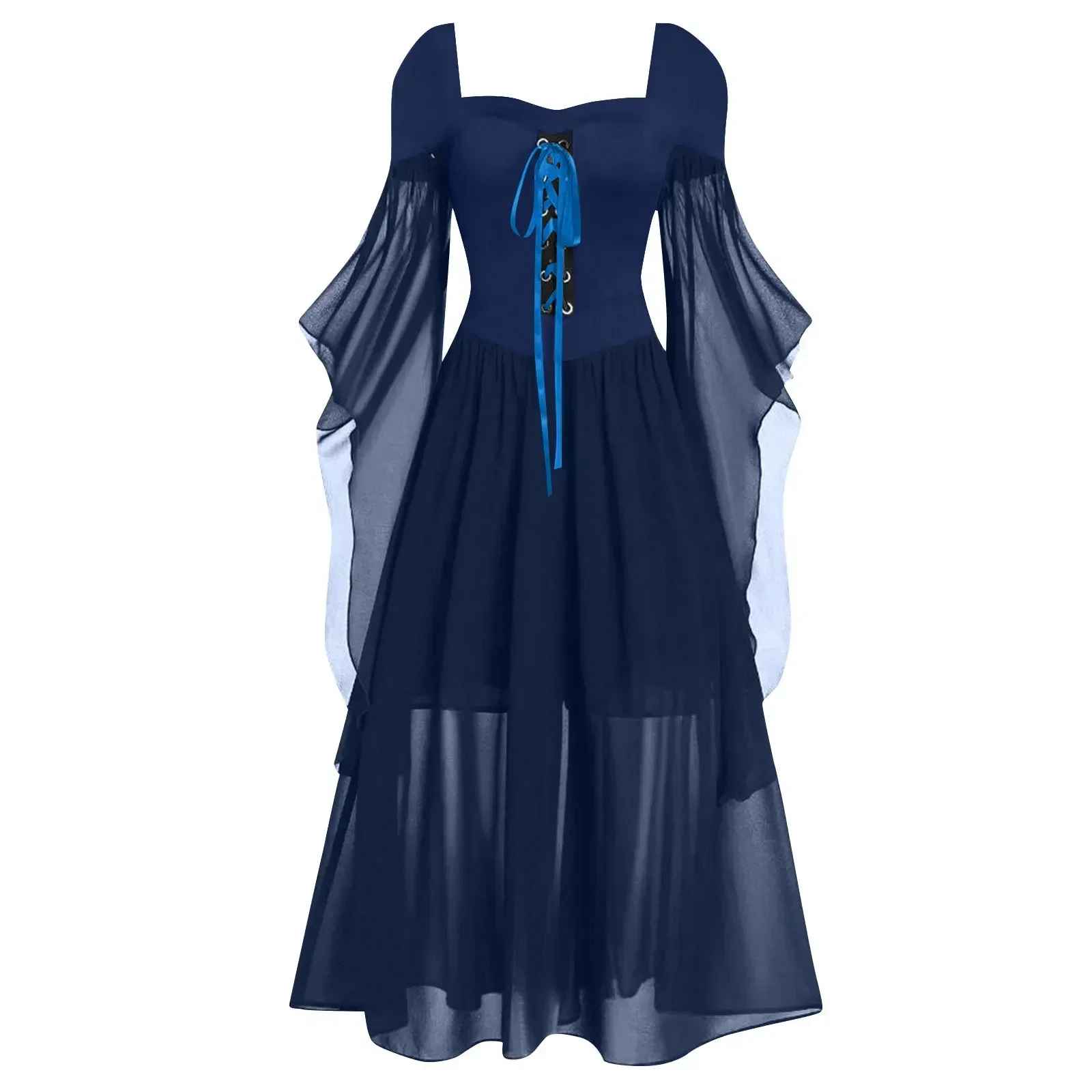 Halloween Costumes, Plus Size Gothic Witch Halloween Costume for Women, Vintage Medieval Cold Shoulder Dress, Butterfly Sleeve Carnival Party Outfit