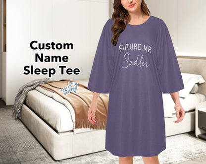 Custom Text Name Sleep Tees, Funny Sleepwear, Gift Sleep Tee