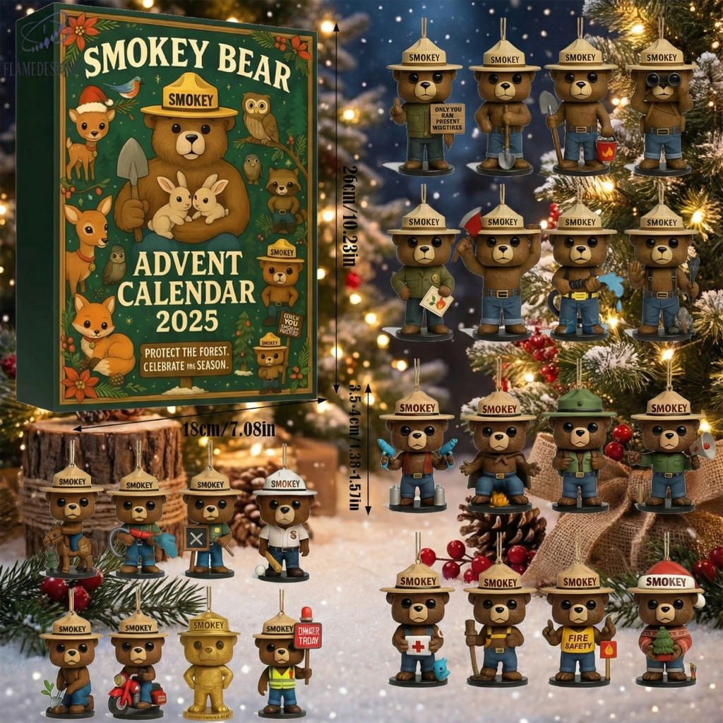 Smokey Bear Advent Calendar 2025, Forest Ranger Mini Figures, 24 Day Christmas Countdown Gift for Kids & Collectors