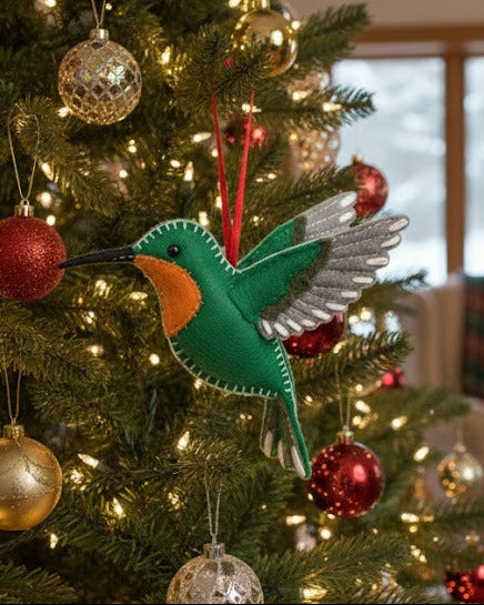 Personalized Hummingbird Ornament, Bird Ornament, Custom Name Keepsake, Handmade Ornament, Animal Keepsake Gift