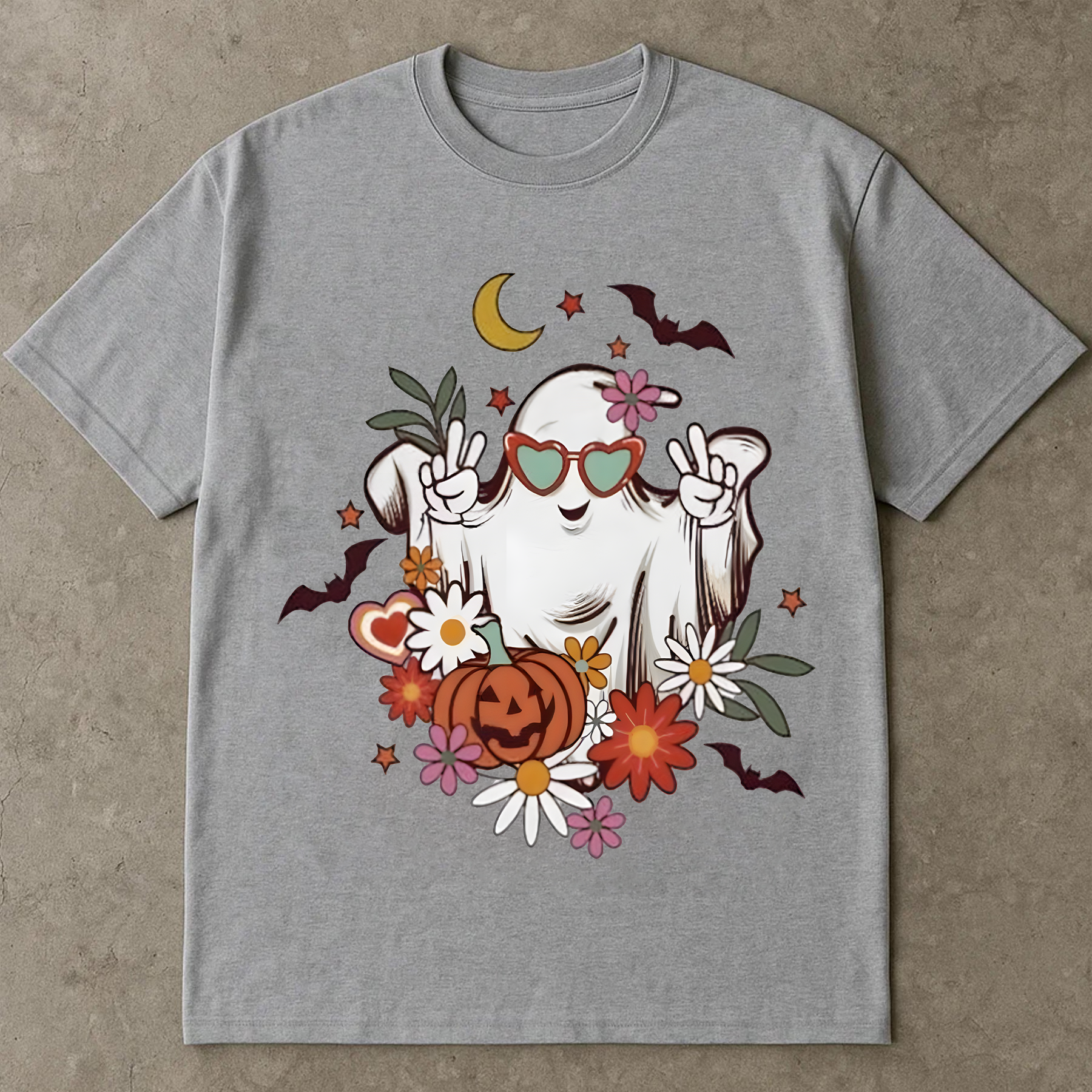 Minimalist Ghost Halloween Shirt, Cute Black and White Ghost Heart Tee, Aesthetic Spooky Season Shirt, Simple Halloween T-Shirt