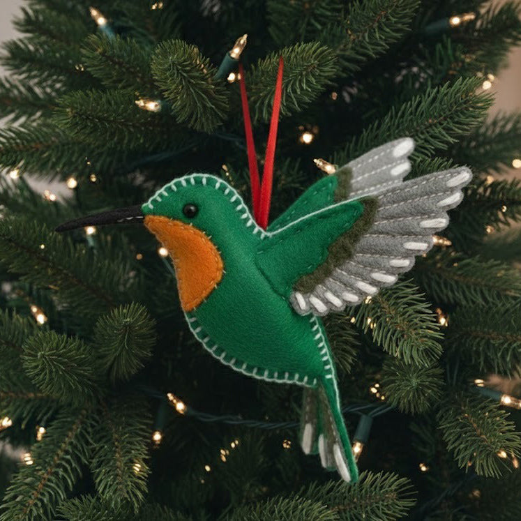 Personalized Hummingbird Ornament, Bird Ornament, Custom Name Keepsake, Handmade Ornament, Animal Keepsake Gift