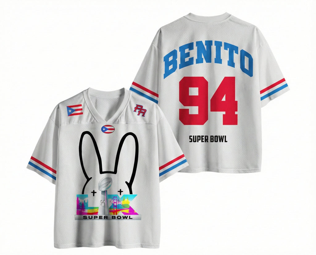 Benito Team Football Jersey Shirt – Custom Color Mesh Jersey, Super Bowl Game Day Outfit & Fan Gift
