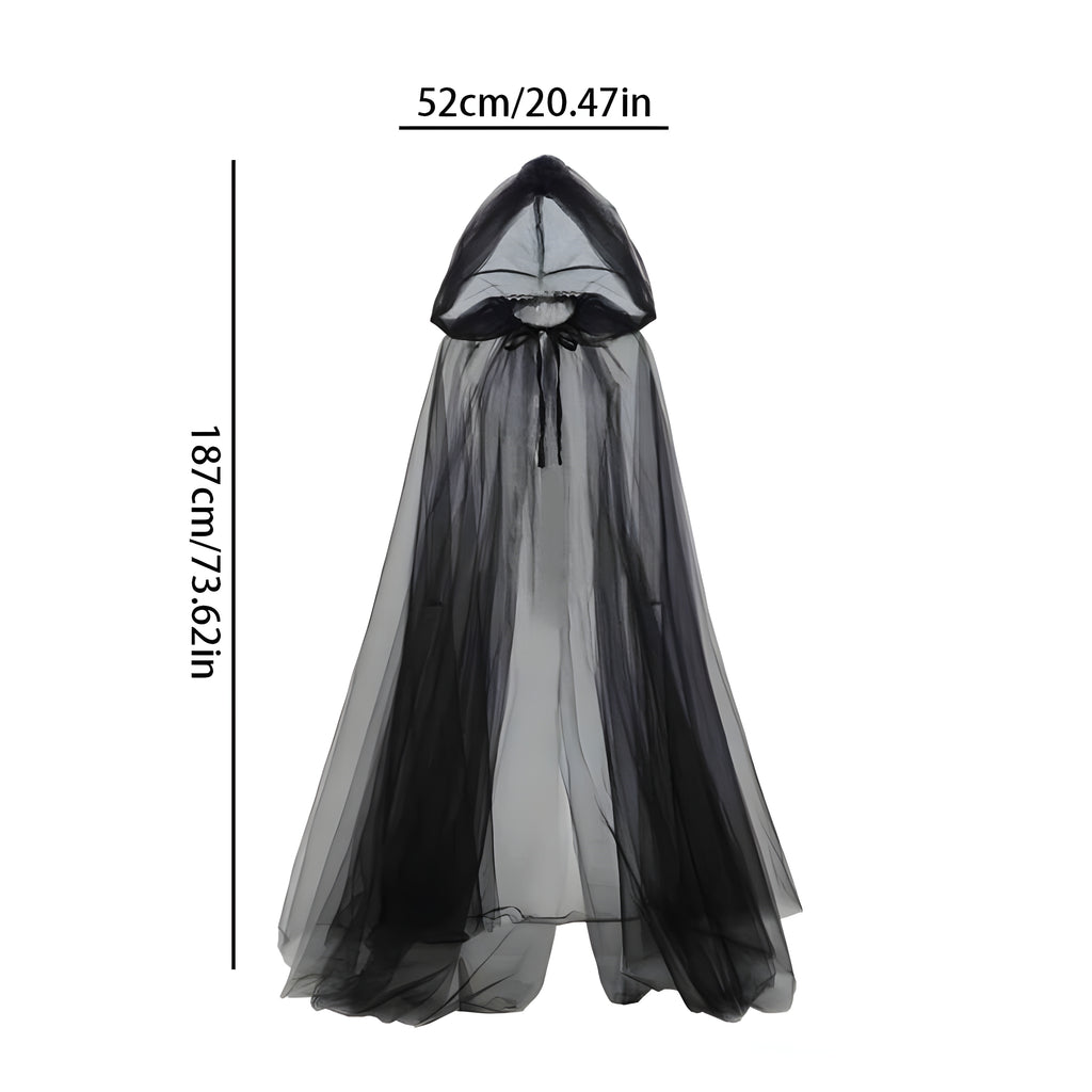 Halloween Costume Ideas, Black Bridal Shawl, Witch Cloak, Vampire Cosplay Cloak, Halloween Double Cloak, Interview With A Vampire, Halloween Horror Nights